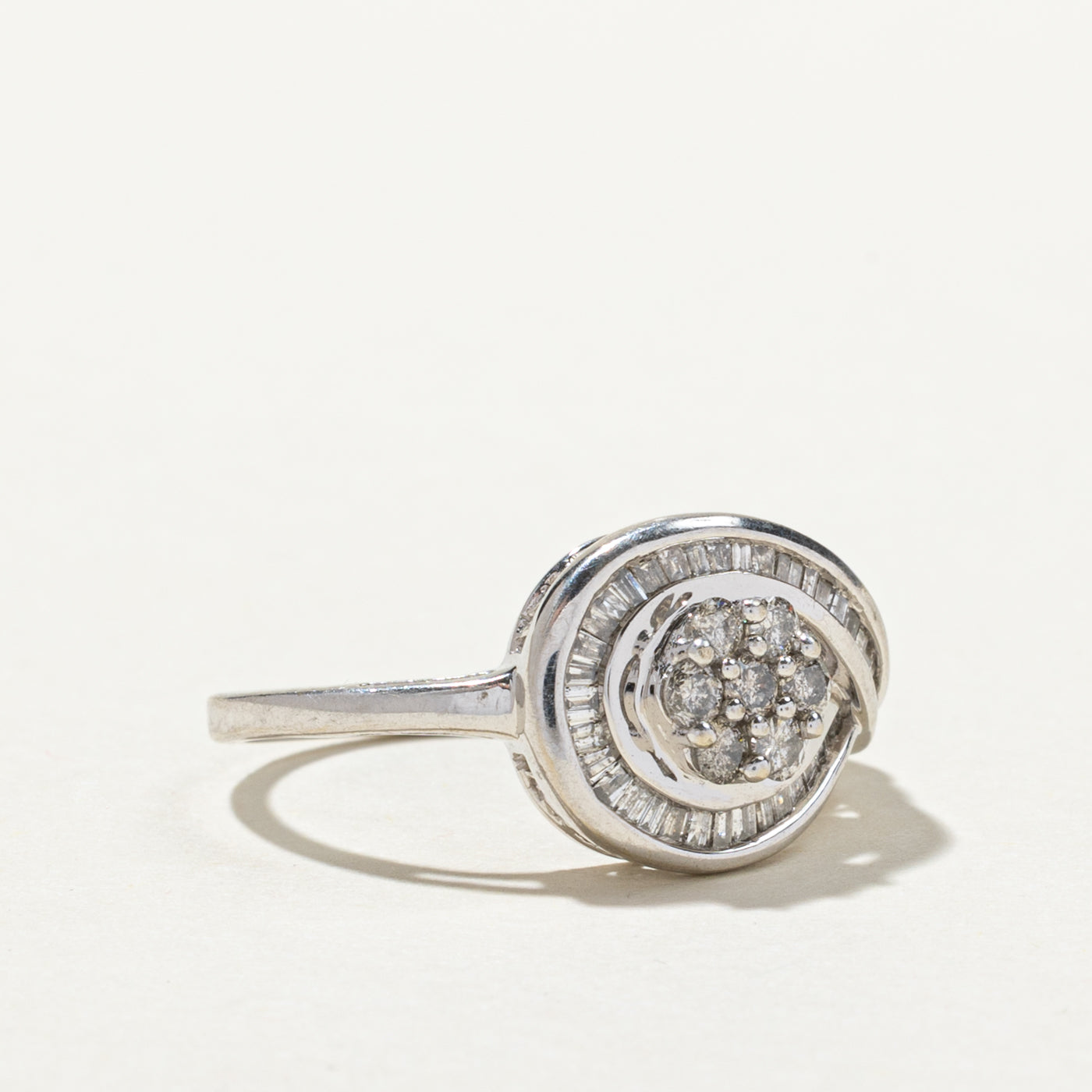 Diamond Cluster Cross Over Ring | 0.46ctw | SZ 5.75