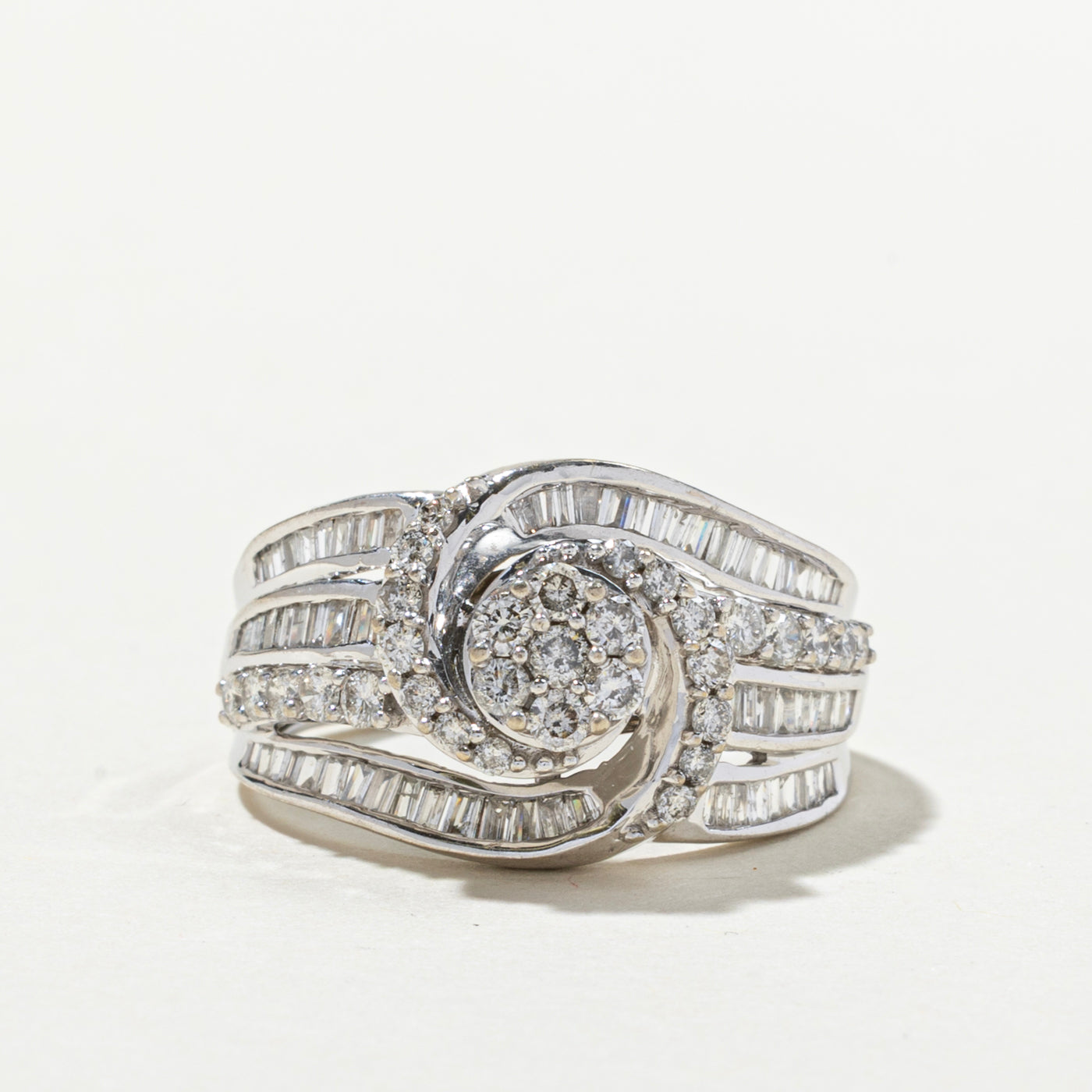 Diamond Cluster Bypass Cocktail Ring | 1.38ctw | SZ 7