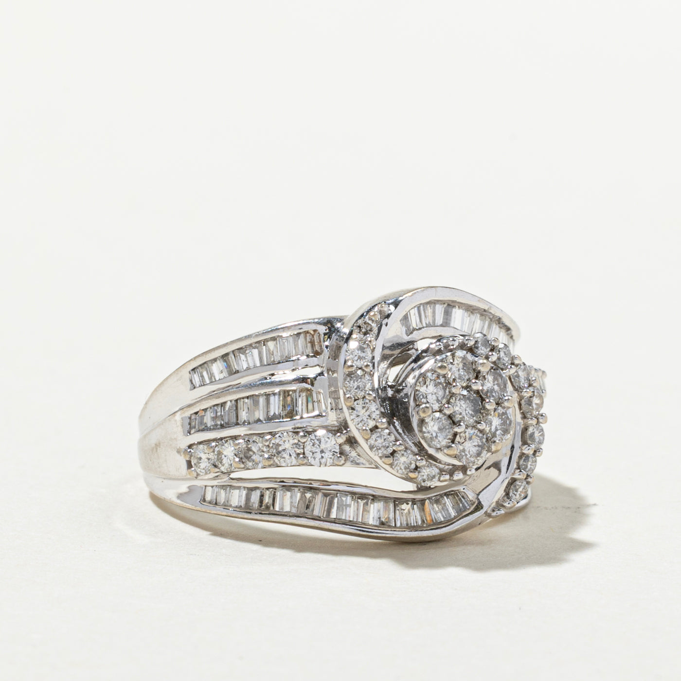 Diamond Cluster Bypass Cocktail Ring | 1.38ctw | SZ 7