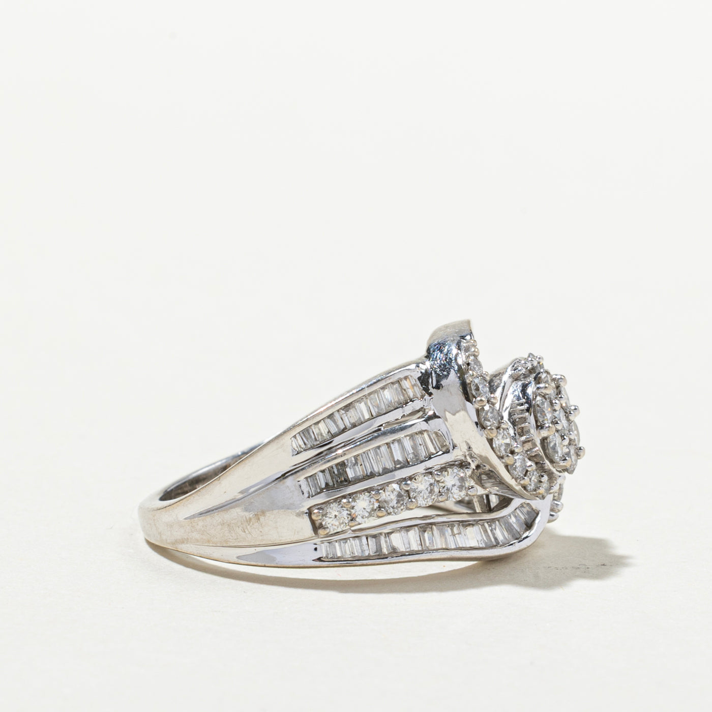 Diamond Cluster Bypass Cocktail Ring | 1.38ctw | SZ 7