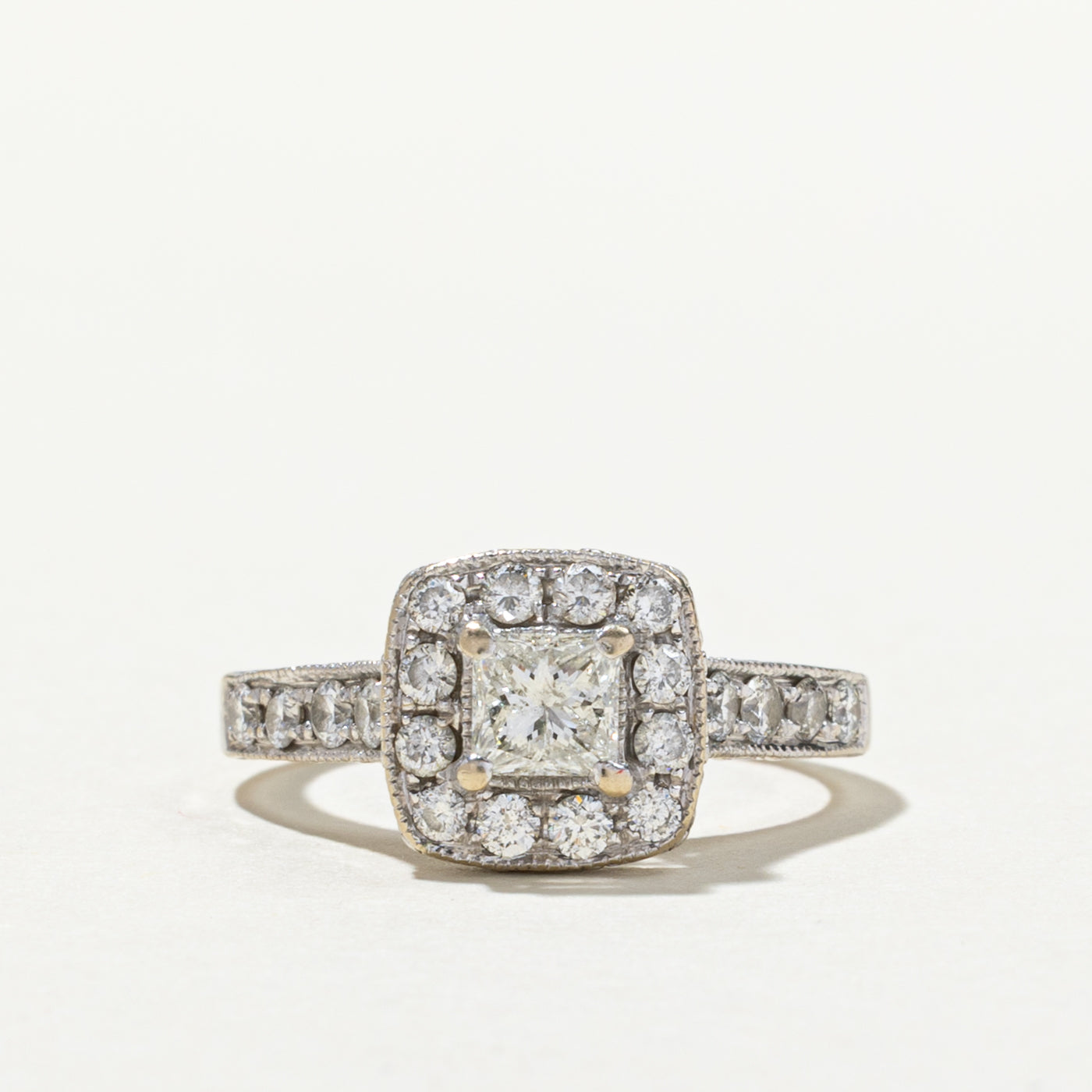 Princess Cut Diamond Halo Engagement Ring | 0.71ctw | SZ 5.5