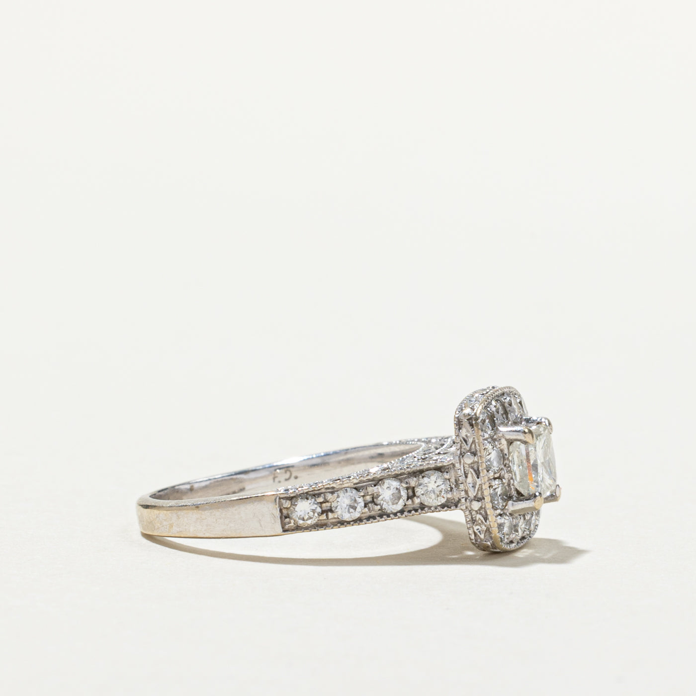 Princess Cut Diamond Halo Engagement Ring | 0.71ctw | SZ 5.5