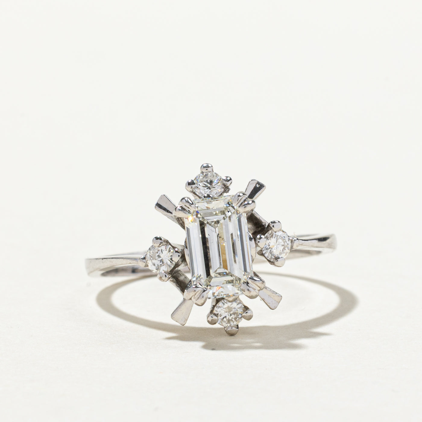 Emerald Cut Diamond Accented Engagement Ring | 1.24ctw | SZ 6