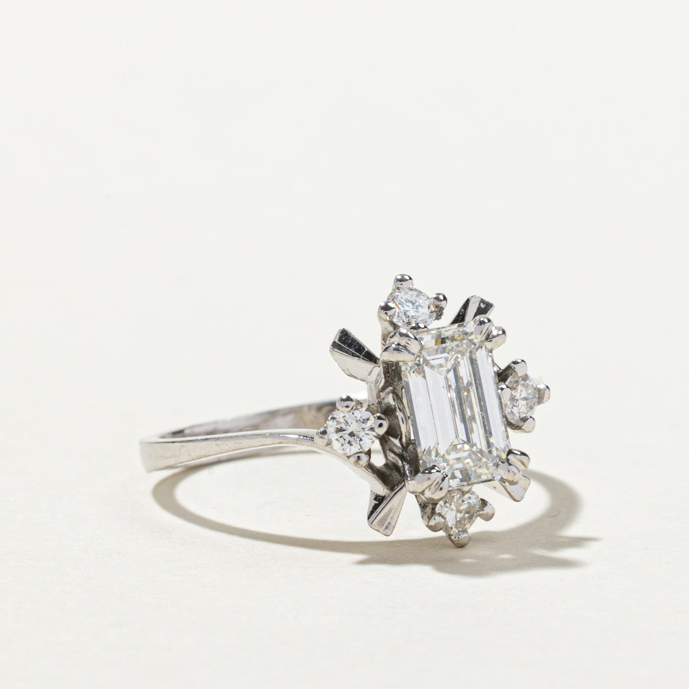 Emerald Cut Diamond Accented Engagement Ring | 1.24ctw | SZ 6