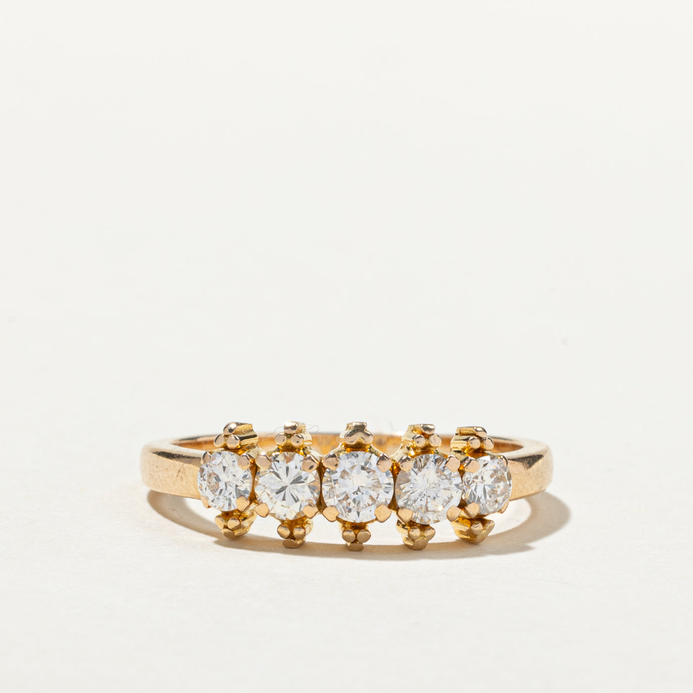 10k Rose Gold Five Stone Diamond Ring SZ