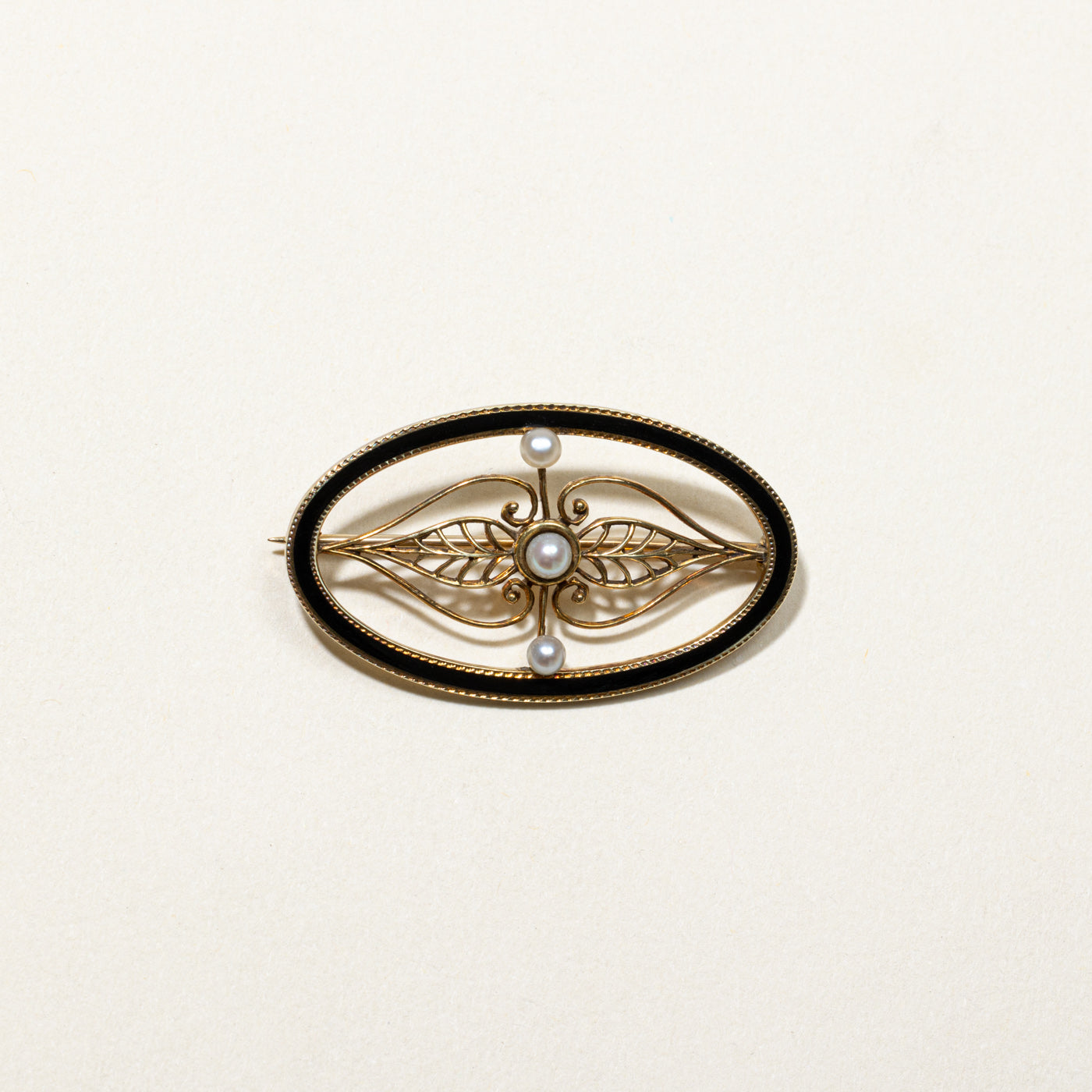 Antique Seed Pearl and Enamel Brooch