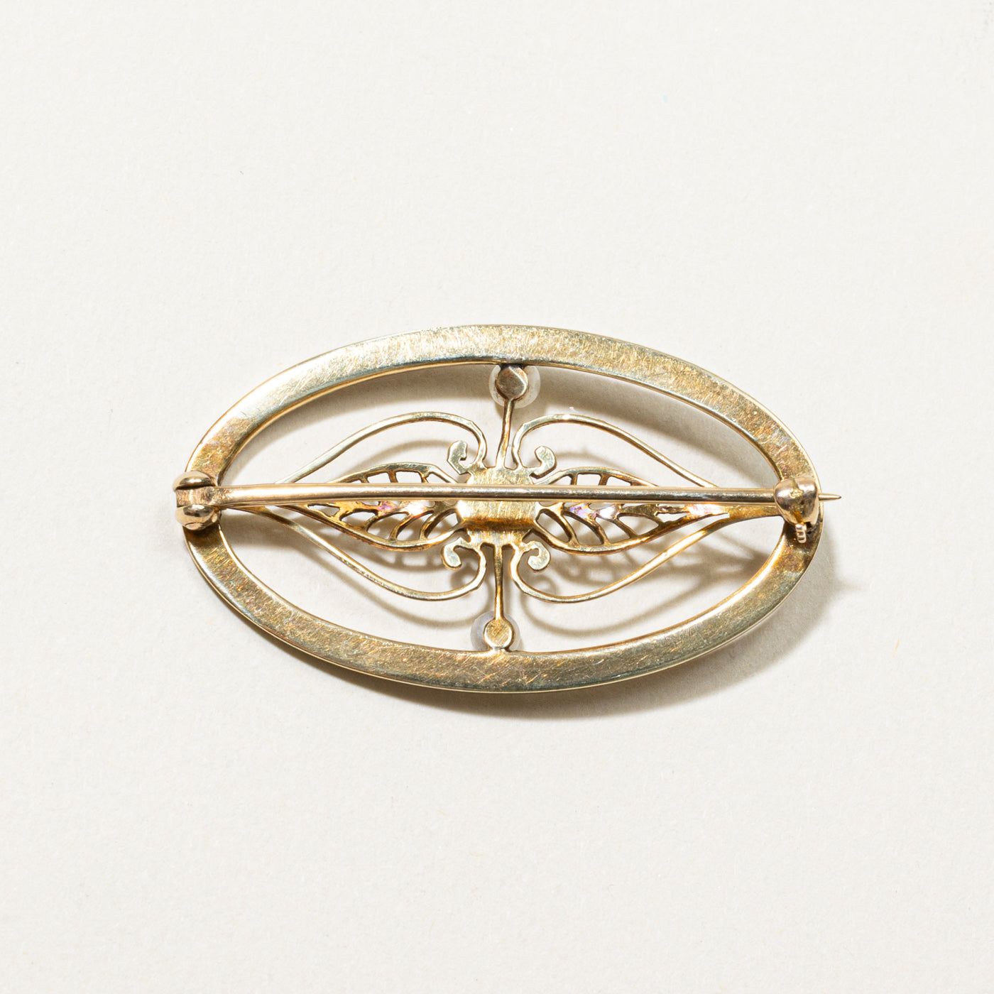 Antique Seed Pearl and Enamel Brooch