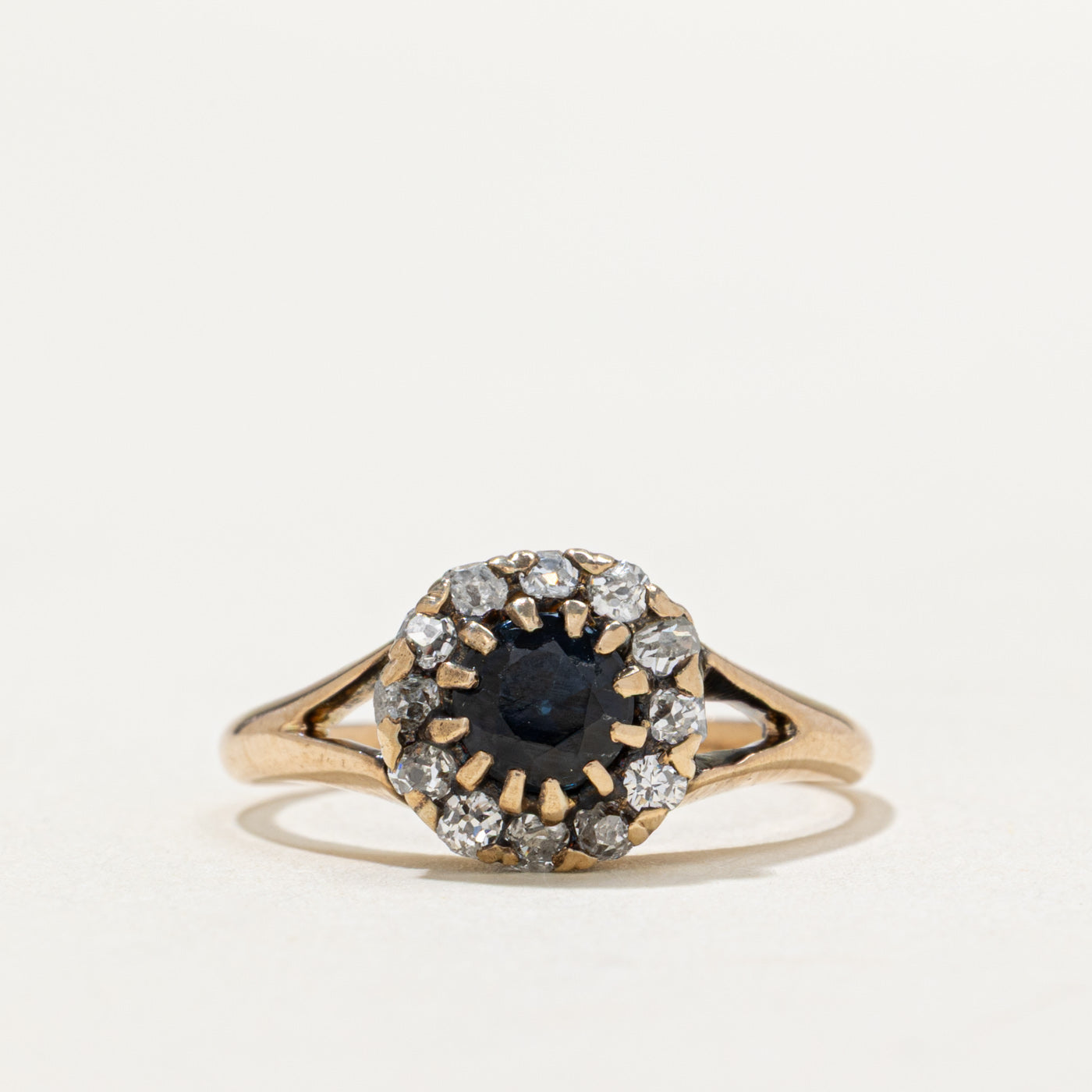 Antique Halo Diamond & Sapphire Ring | 0.30ctw | 0.50ct | SZ 6