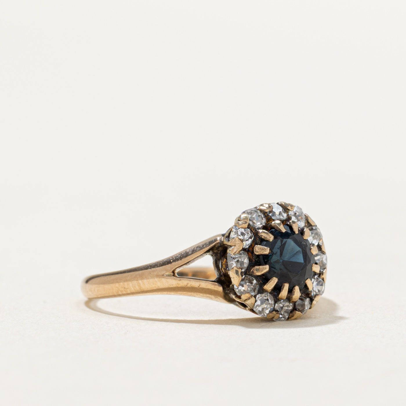 Antique Halo Diamond & Sapphire Ring | 0.30ctw | 0.50ct | SZ 6