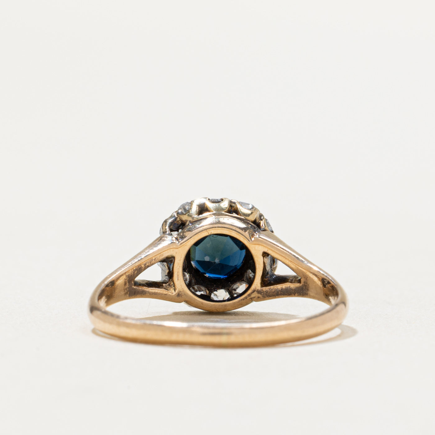 Antique Halo Diamond & Sapphire Ring | 0.30ctw | 0.50ct | SZ 6