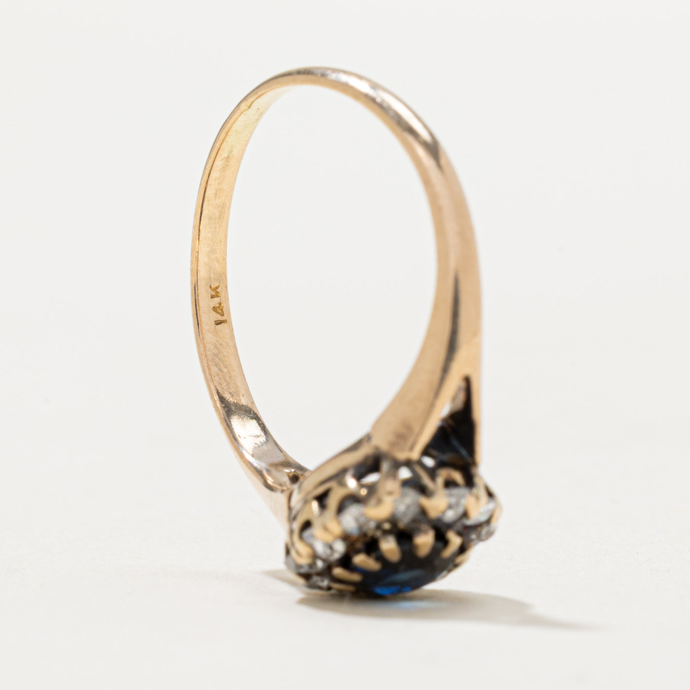 Antique Halo Diamond & Sapphire Ring | 0.30ctw | 0.50ct | SZ 6
