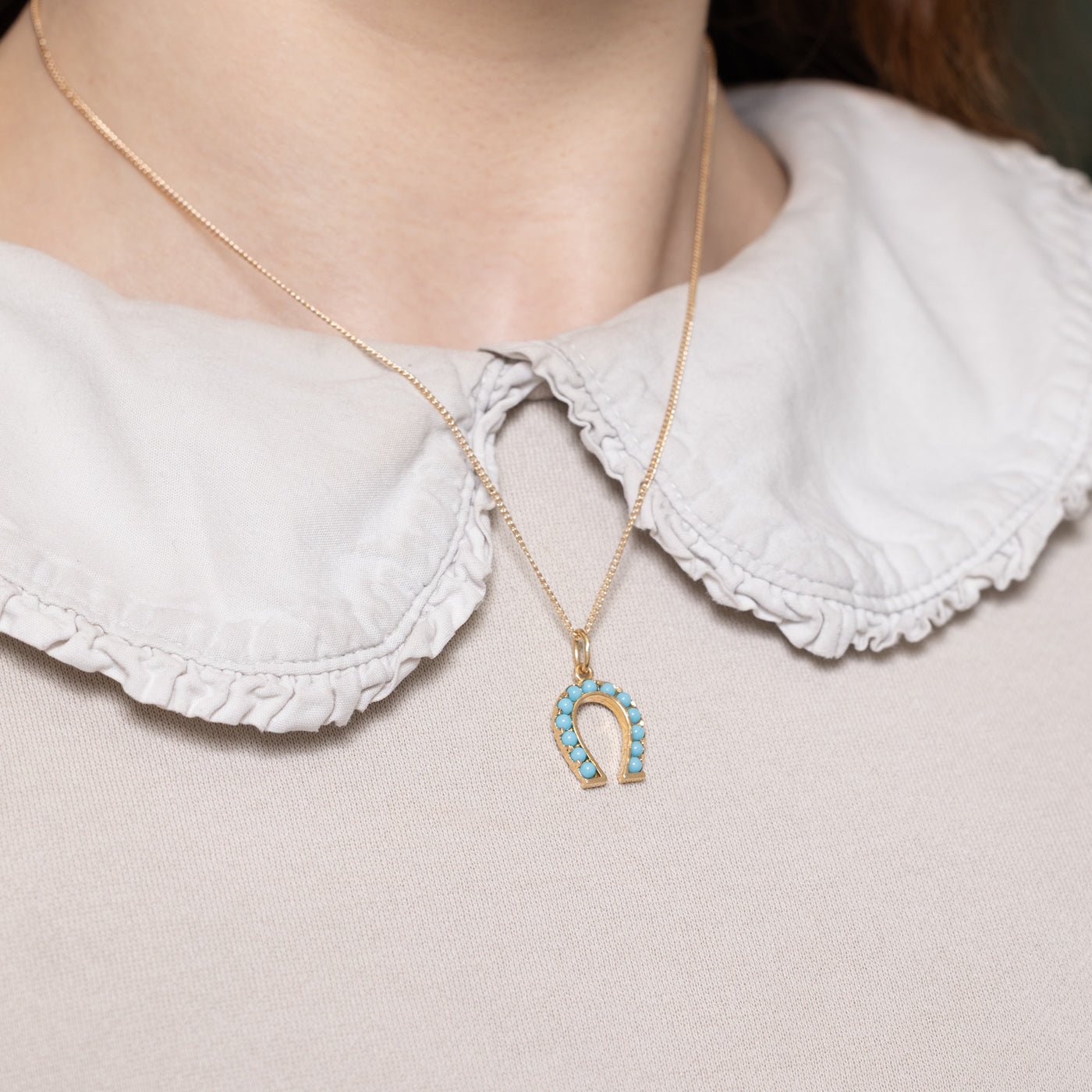 Pendentif fer à cheval vintage en turquoise | 0,52 ct