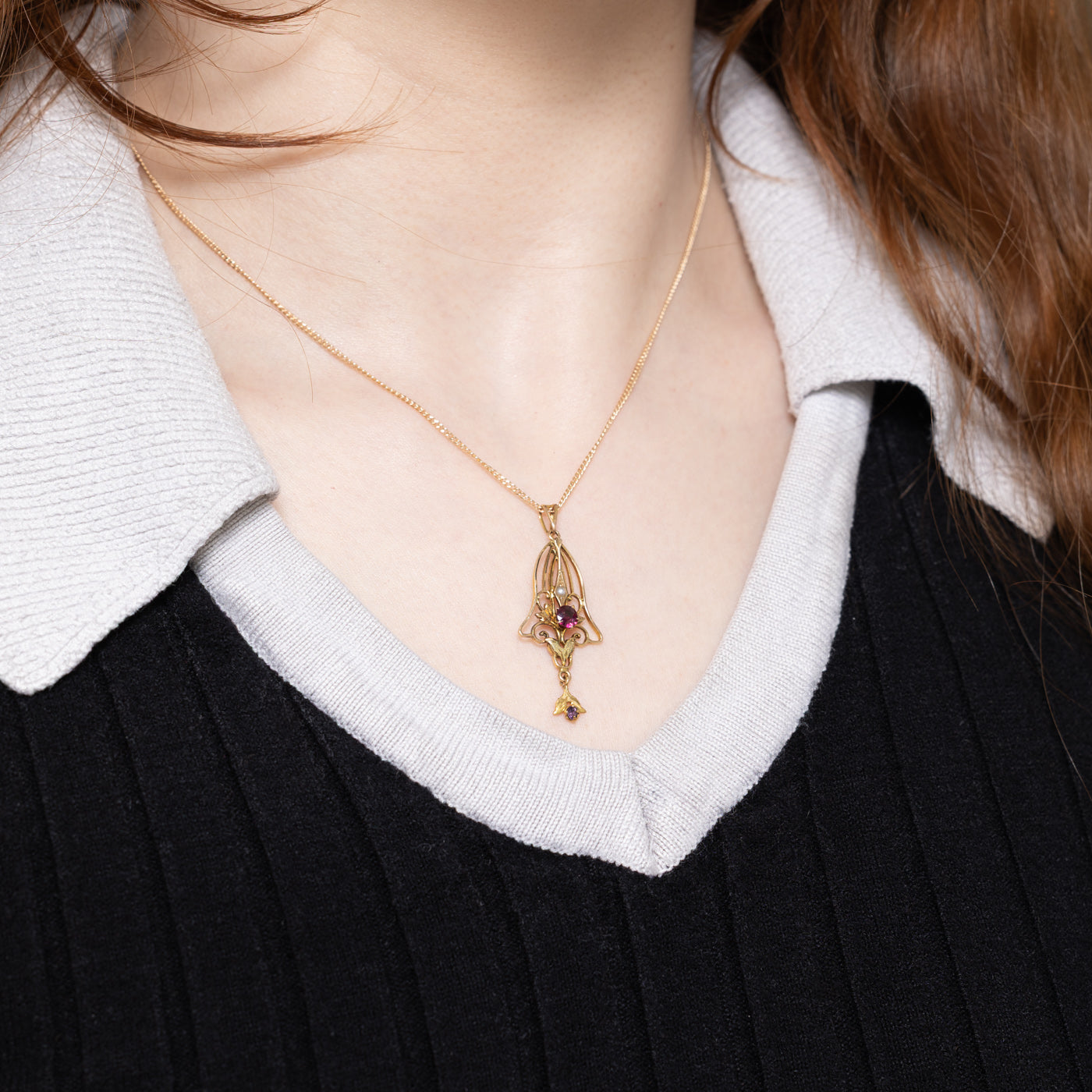 Antique Glass & Pearl Vintage Pendant | 0.25ctw