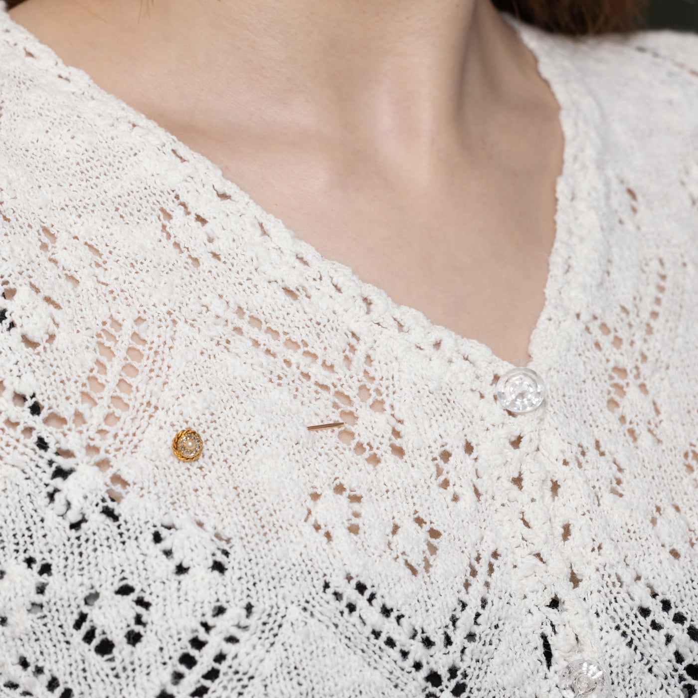 Antique Pearl & Diamond Halo Pin | 0.08ctw