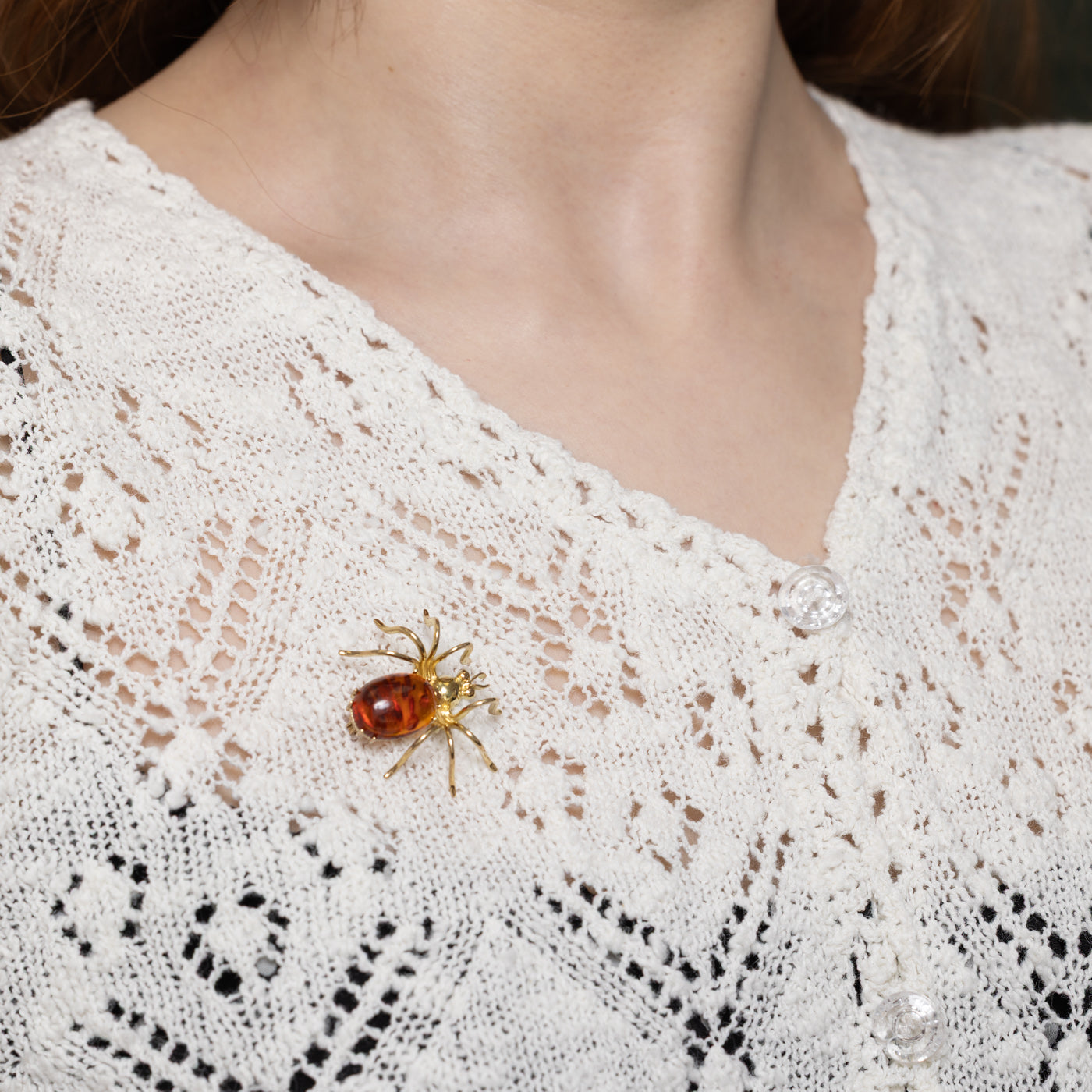 Vintage Amber Spider Brooch | 5.00ct