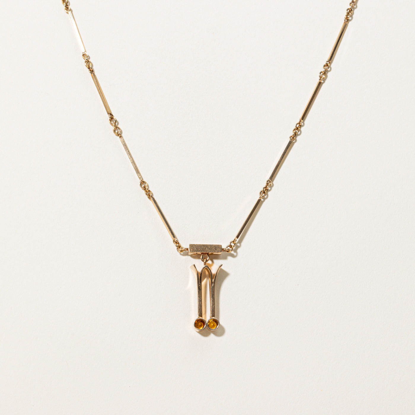 14K Gold 1964 Finnish Hallmarked Citrine Pendant Necklace | 8.50ctw | 16"