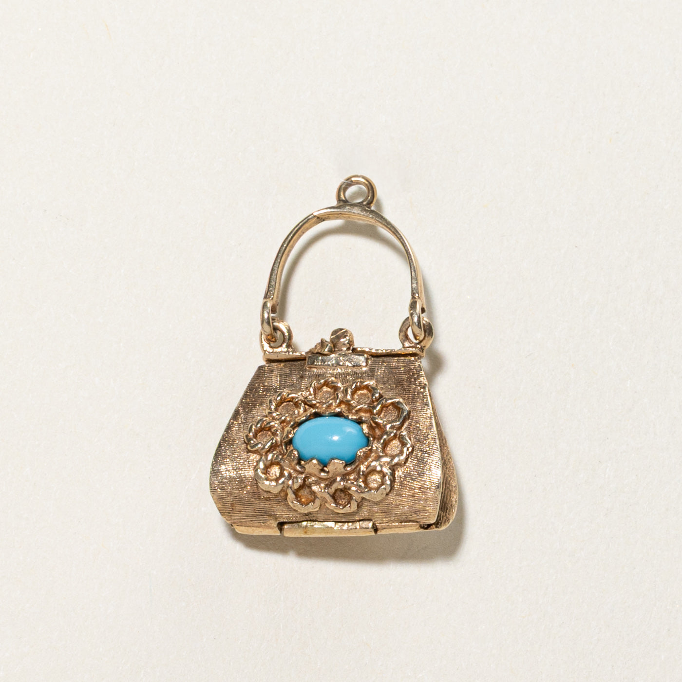 Vintage 10k Turquoise Purse Pendant | 0.60ct