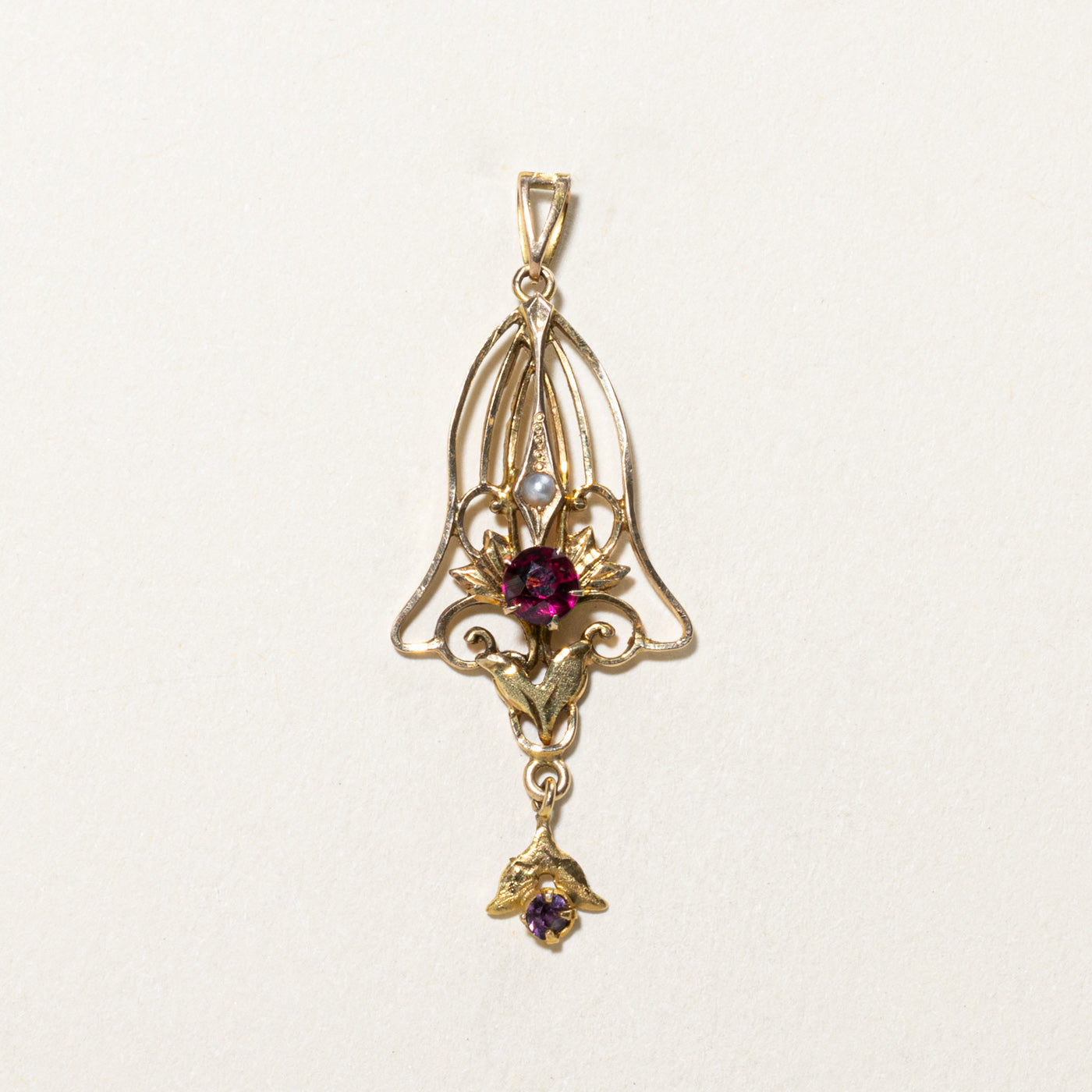 Antique Glass & Pearl Vintage Pendant | 0.25ctw