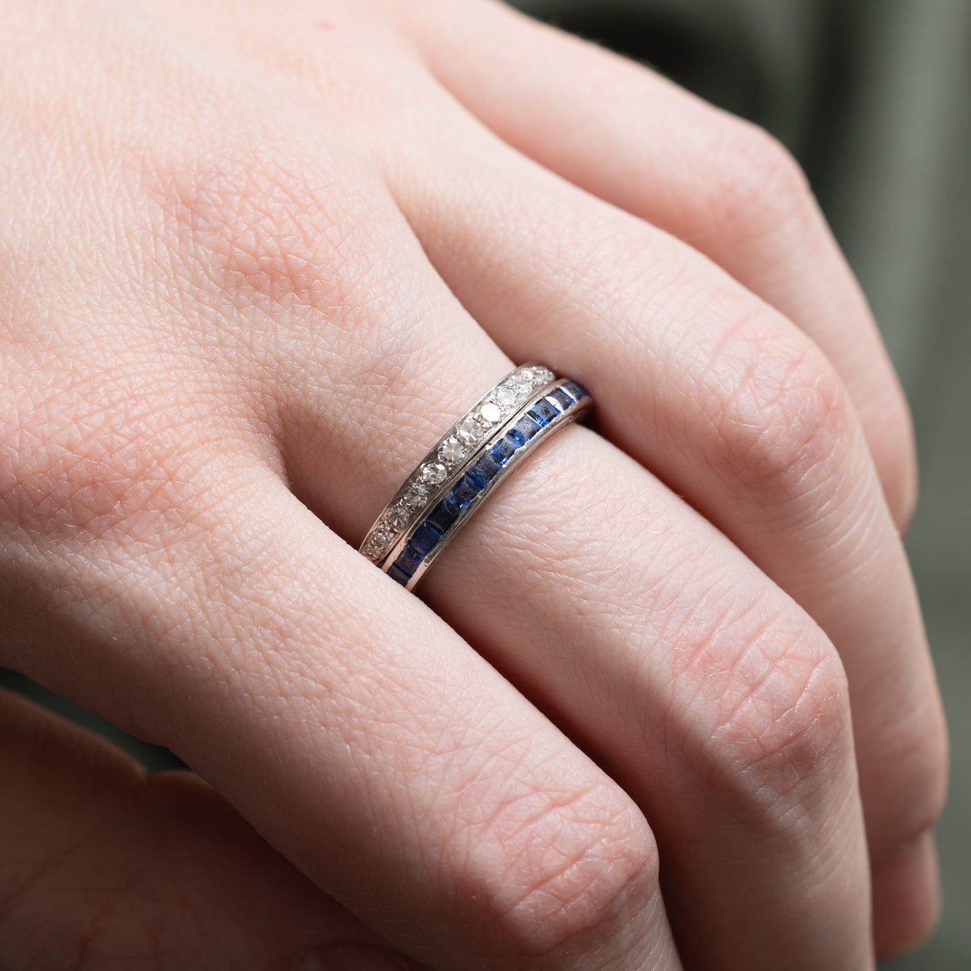 Art Deco Platinum Ruby, Sapphire & Diamond Convertible Ring | 1.55ctw, 0.58ctw | SZ 7
