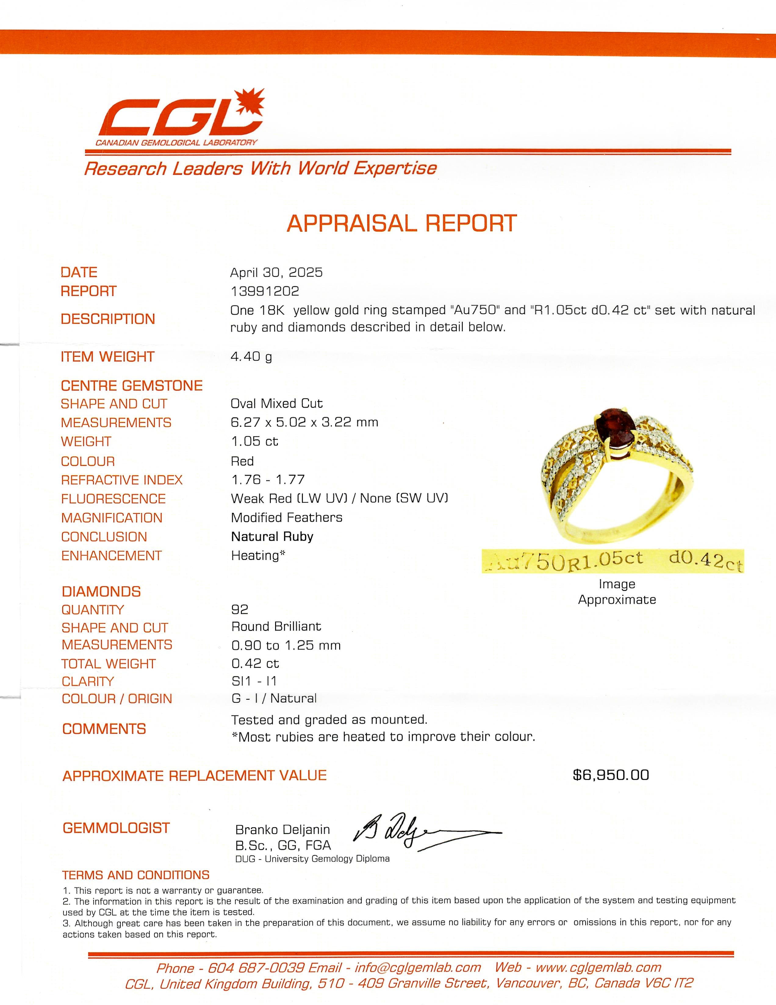 18k Ruby & Diamond Cross Over Ring | 1.05ct, 0.42ctw | SZ 6.75