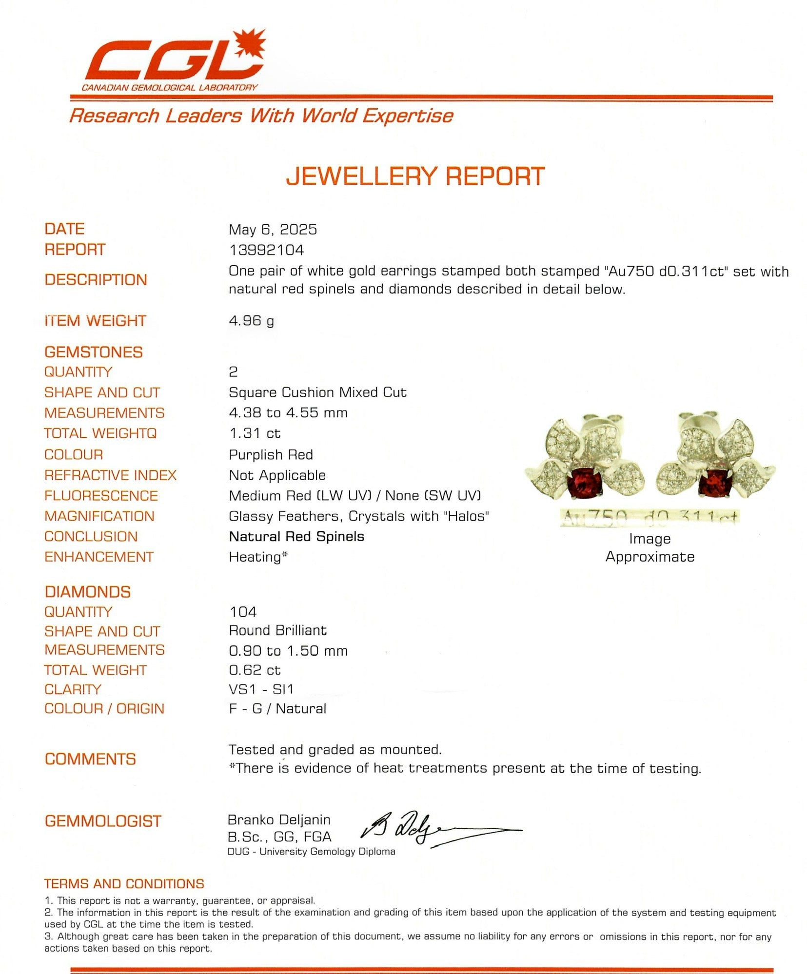 18k Natural Purplish Red Spinel & Diamond Cluster Flower Stud Earrings | 1.31ctw, 0.62ctw