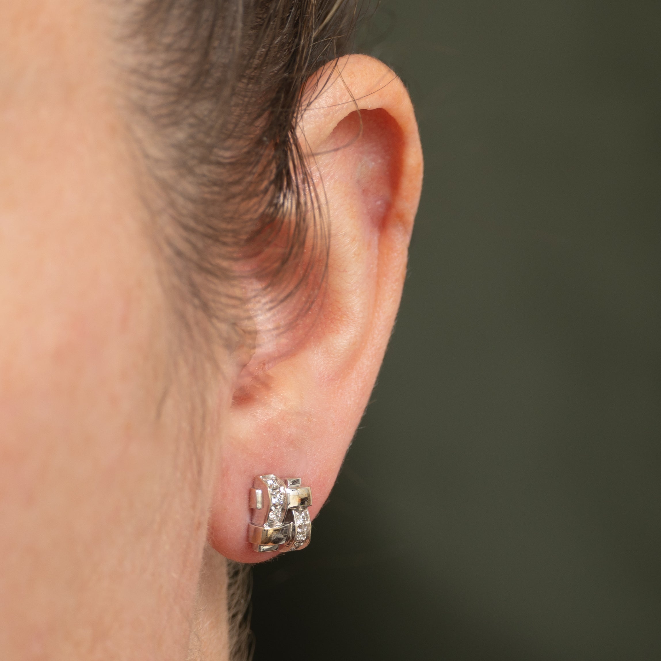 2002 Italian 'Tiffany & Co' Vannerie 18k Diamond Stud Earrings | 0.18ctw