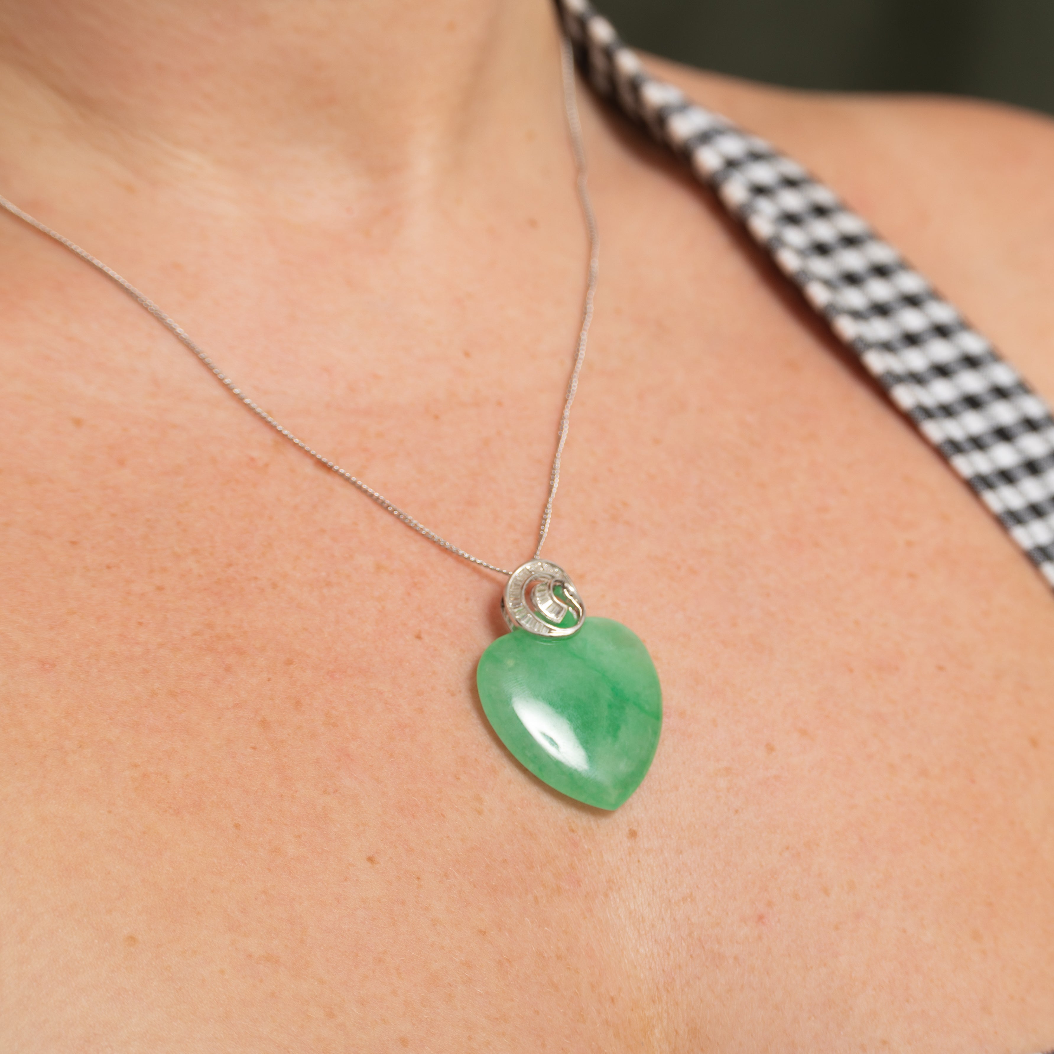 18k Jadeite & Diamond Heart Pendant | 40.00ct, 0.50ctw