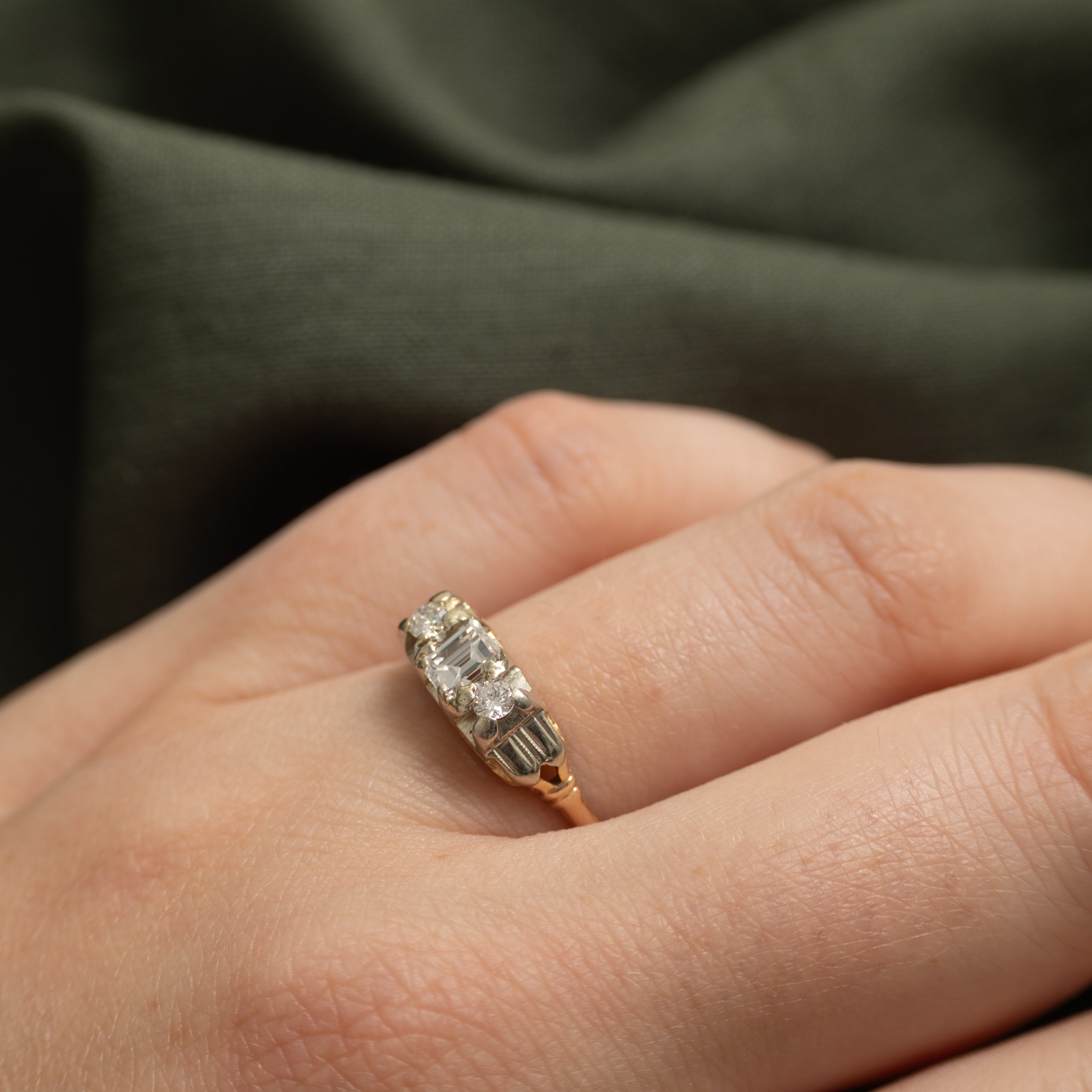 Bague vintage trois diamants | 0,47 ct au total | Taille 7