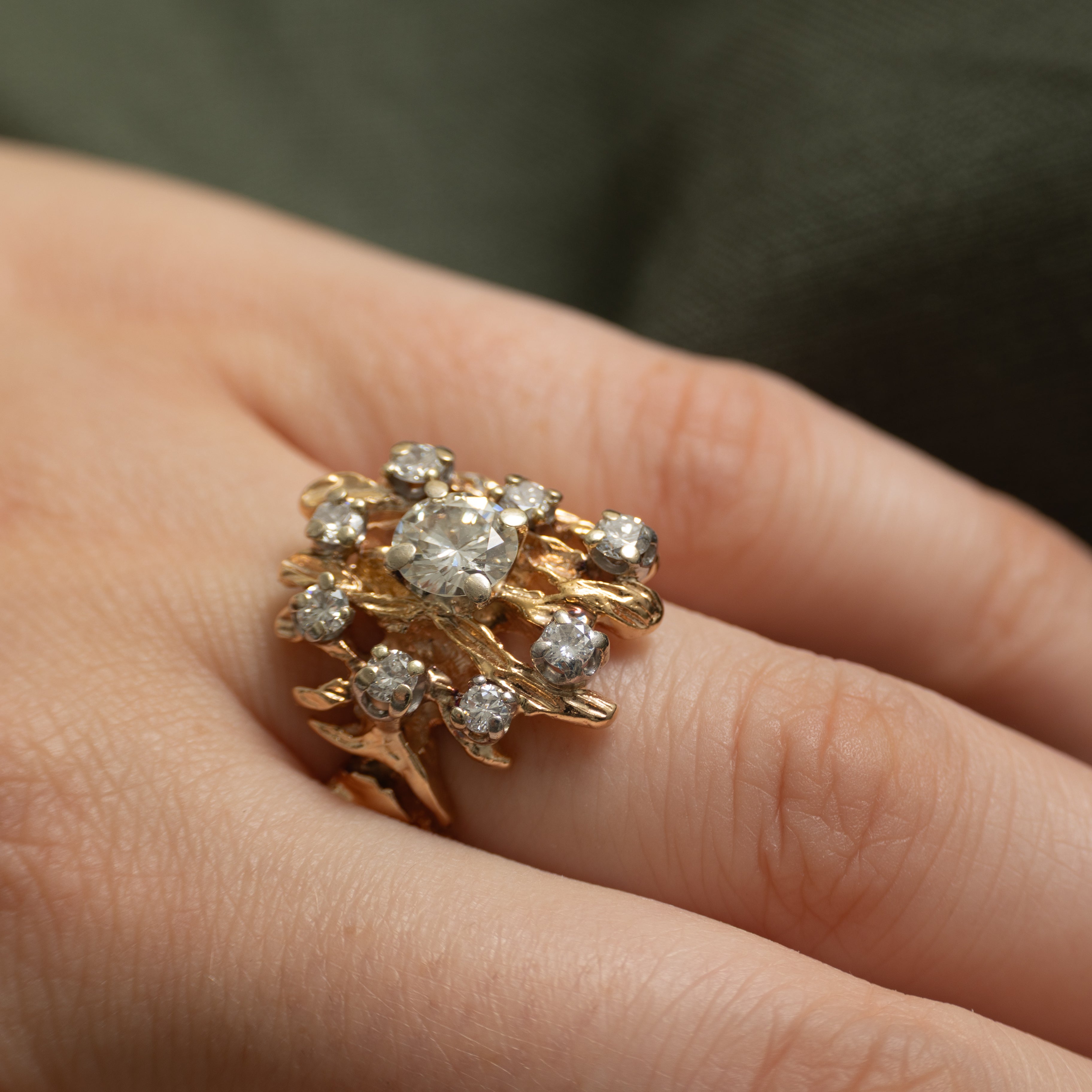 Scattered Diamond Textured Cocktail Ring | 1.50ctw | SZ 7.25