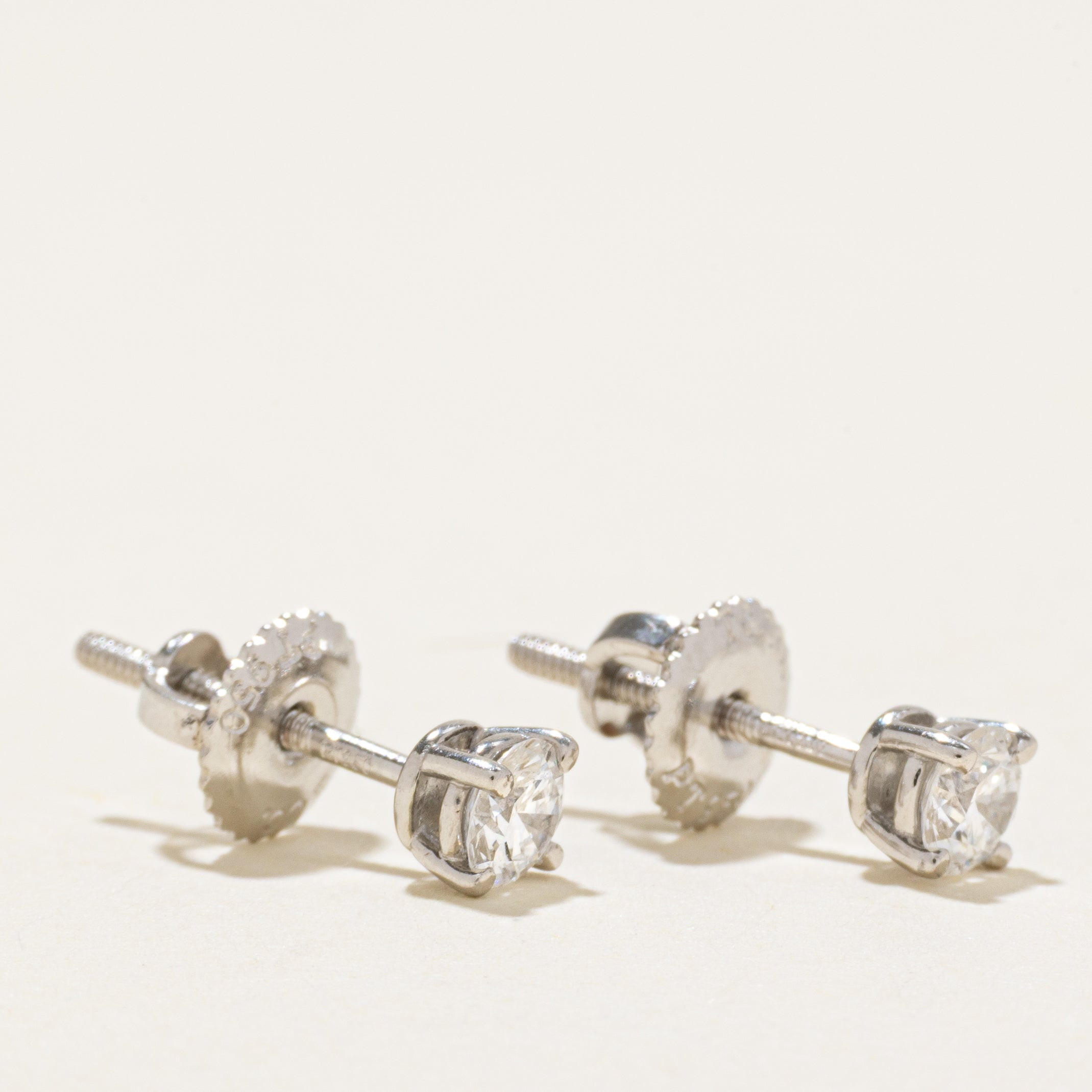 'Tiffany & Co' Solitaire Diamond Stud Earrings | 0.38ctw