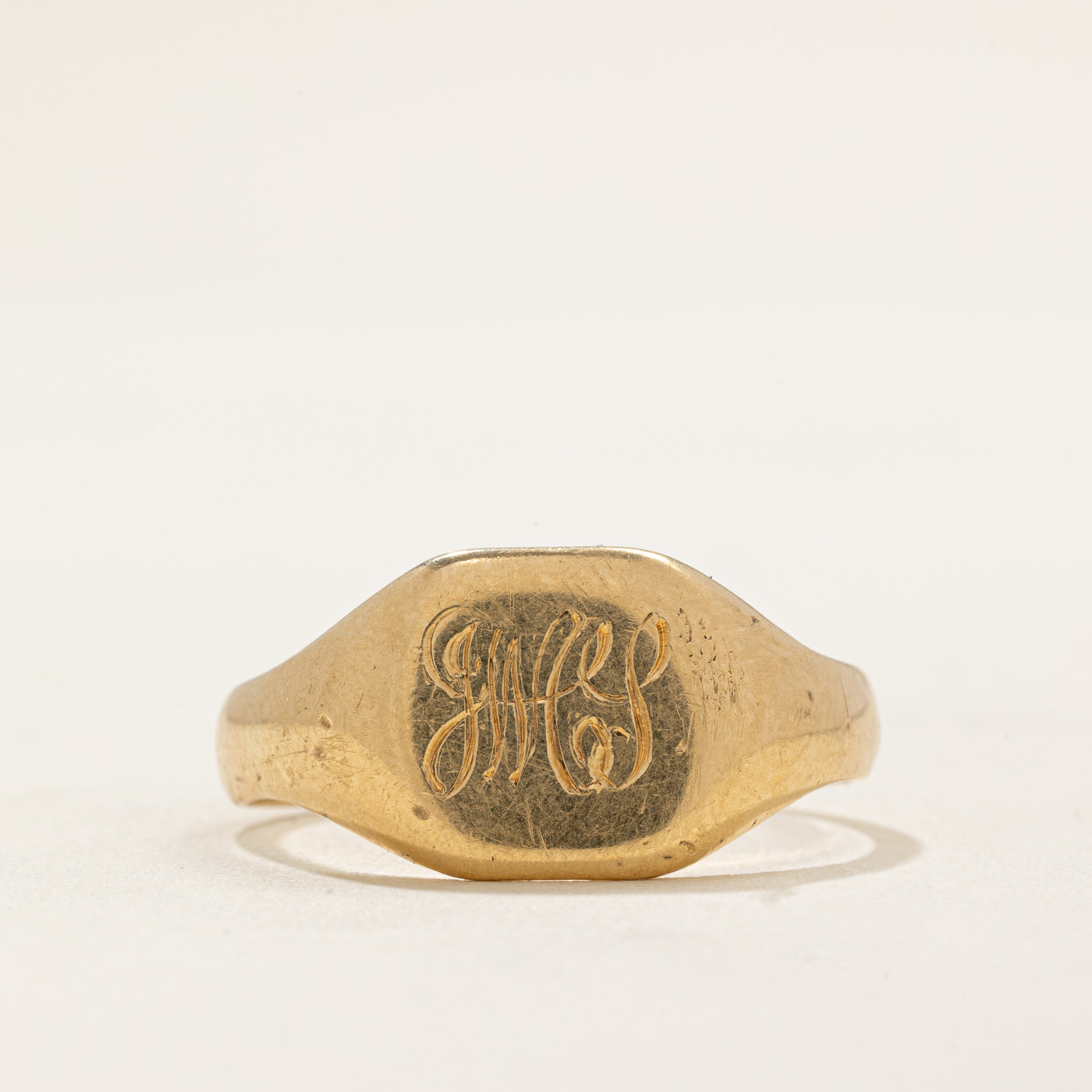 1930's UK 18k Yellow Gold Signet Ring | SZ 12.75
