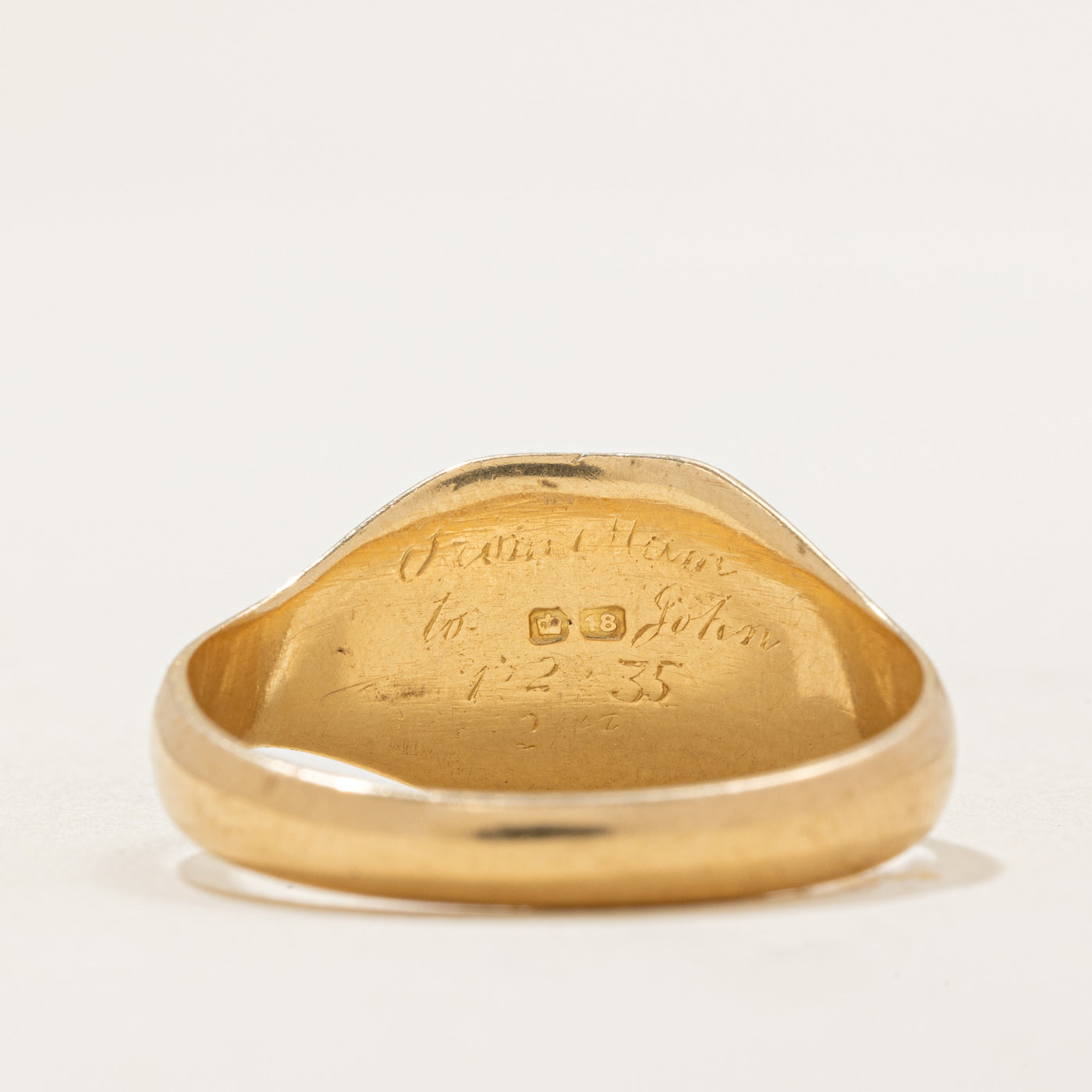1930's UK 18k Yellow Gold Signet Ring | SZ 12.75
