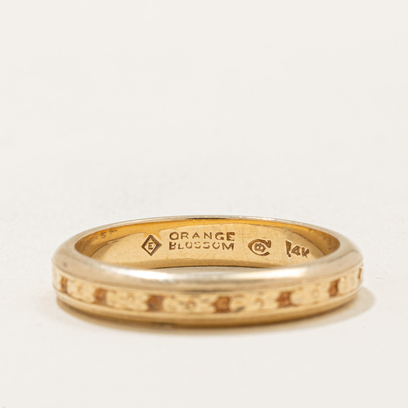 Bague vintage canadienne en or jaune 14 carats, gravée de motifs floraux | Taille 6,5