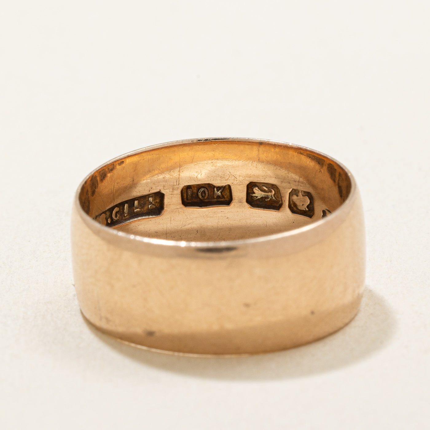 Bague de cigare vintage en or jaune 10 carats, pseudo poinçonnée | 8,00 mm | Taille 6,5