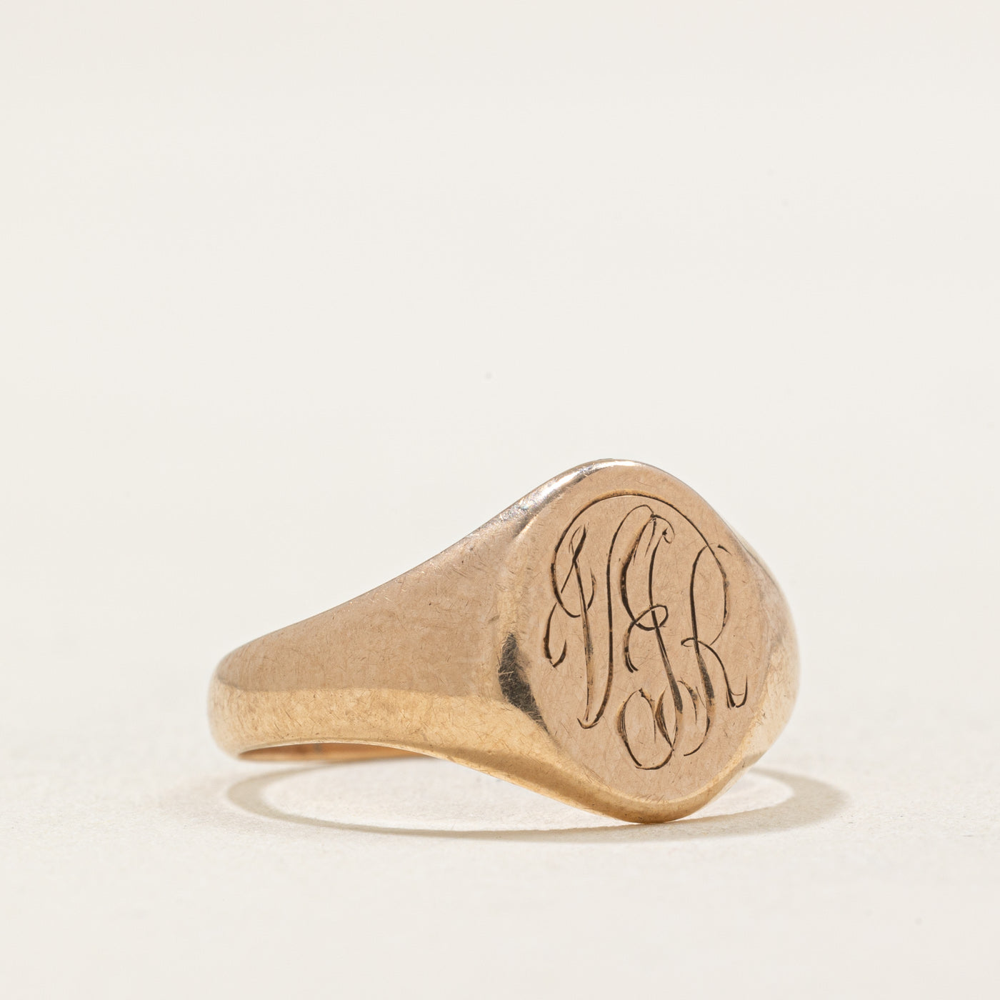 Vintage Pseudo Hallmarked 10k Yellow Gold Signet Ring | SZ 3.75