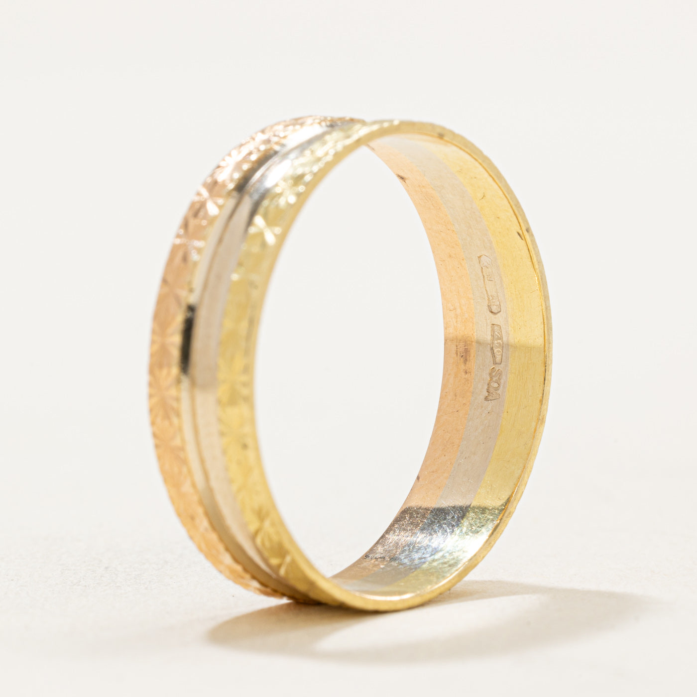 Alliance italienne en or 18 carats tricolore | 6,15 mm | Taille 12,25