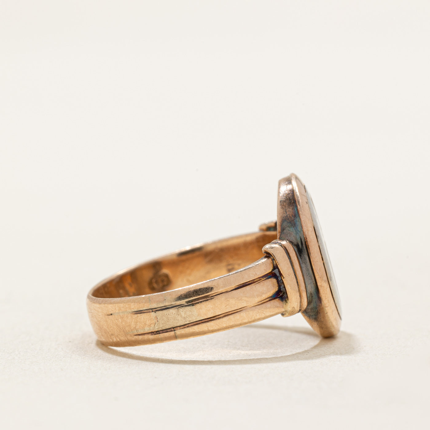 Antique Polish Hallmarked 14k Rose & White Gold Signet Ring | SZ 7.5