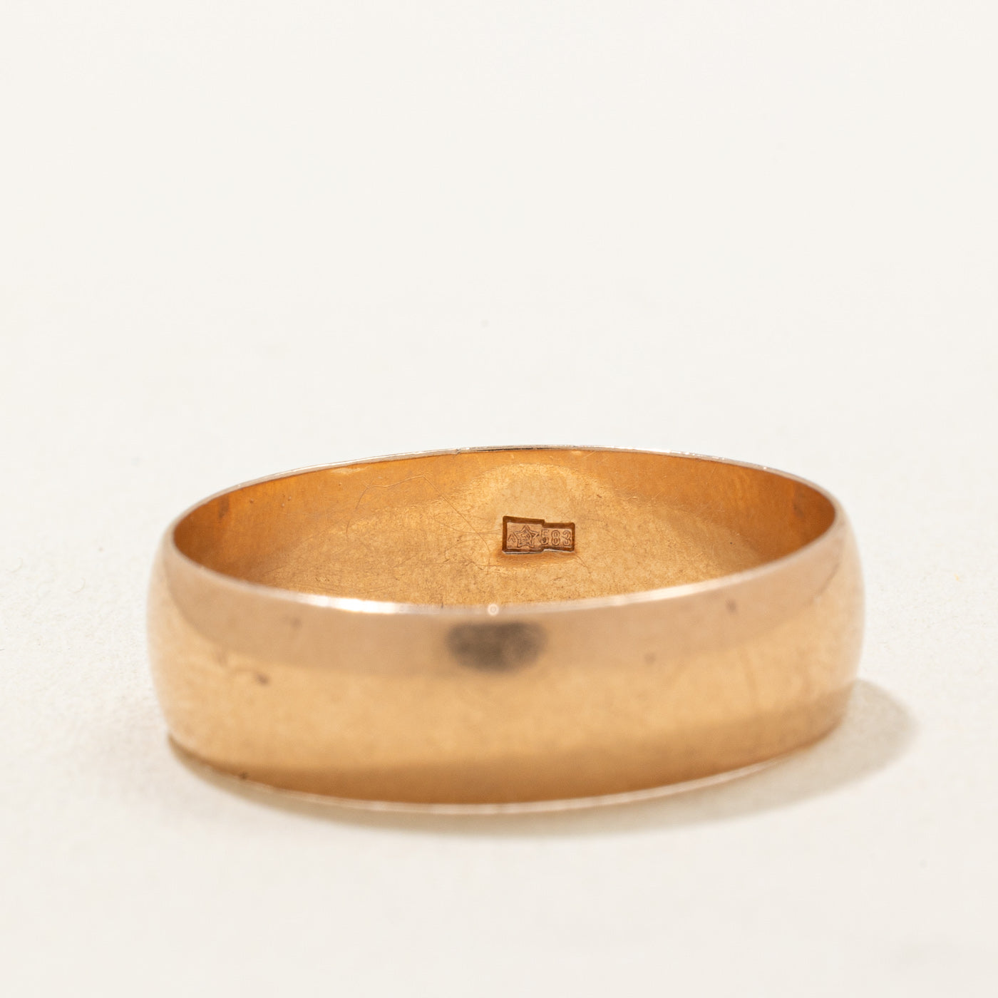 1984 Soviet Hallmarked 14k Rose Gold Wedding Band | 6.40mm | SZ 11