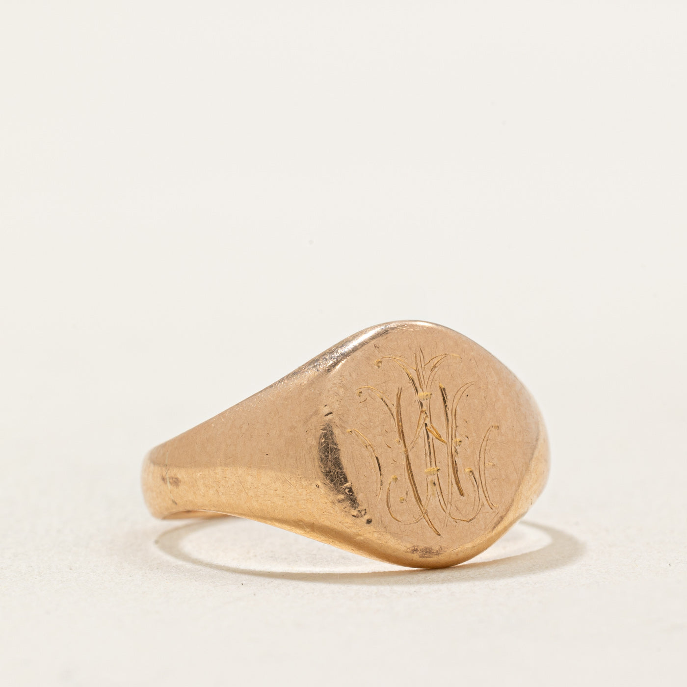 15K Yellow Gold Signet Ring | Top: 10.60mm, Band: 3.00mm | SZ 5