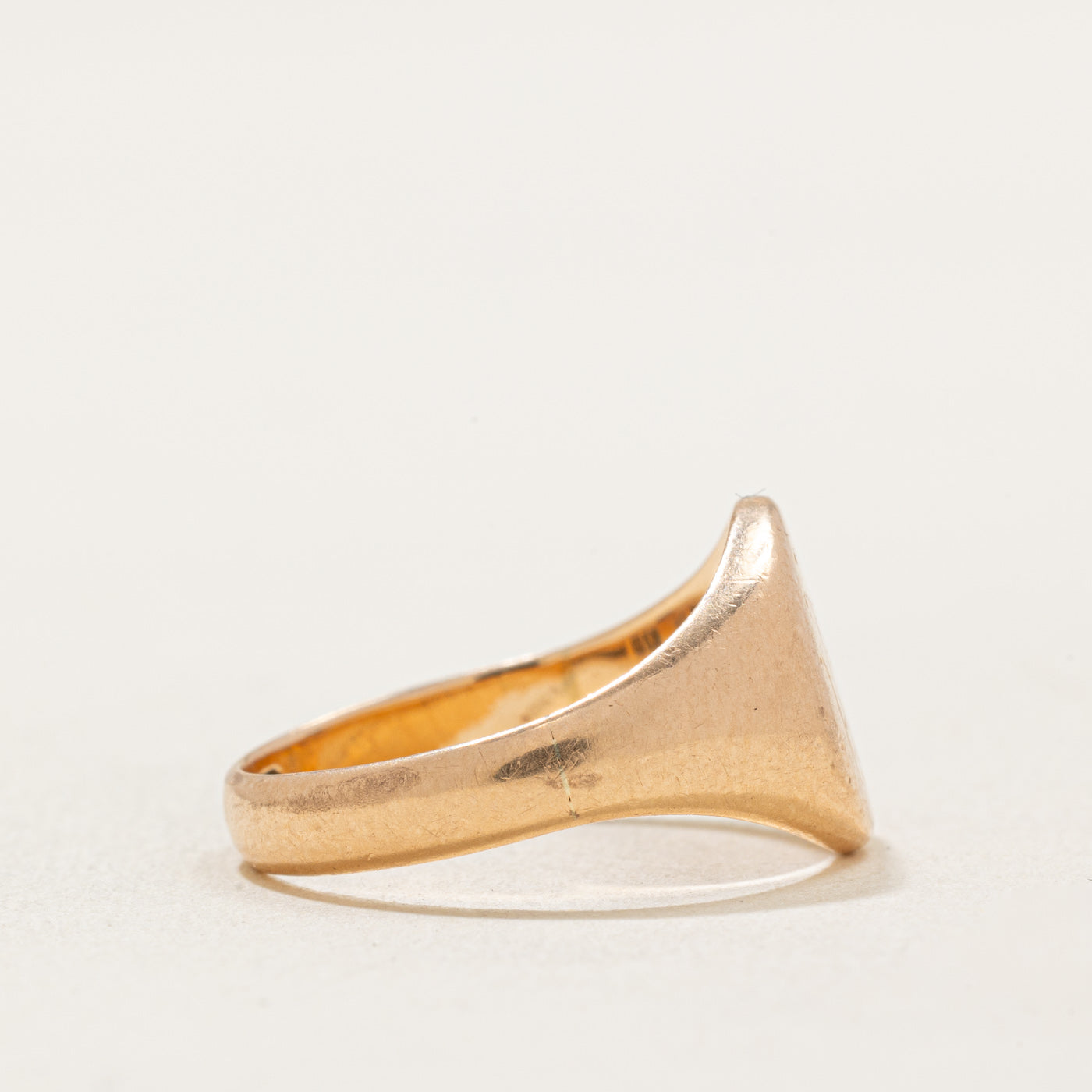 15K Yellow Gold Signet Ring | Top: 10.60mm, Band: 3.00mm | SZ 5