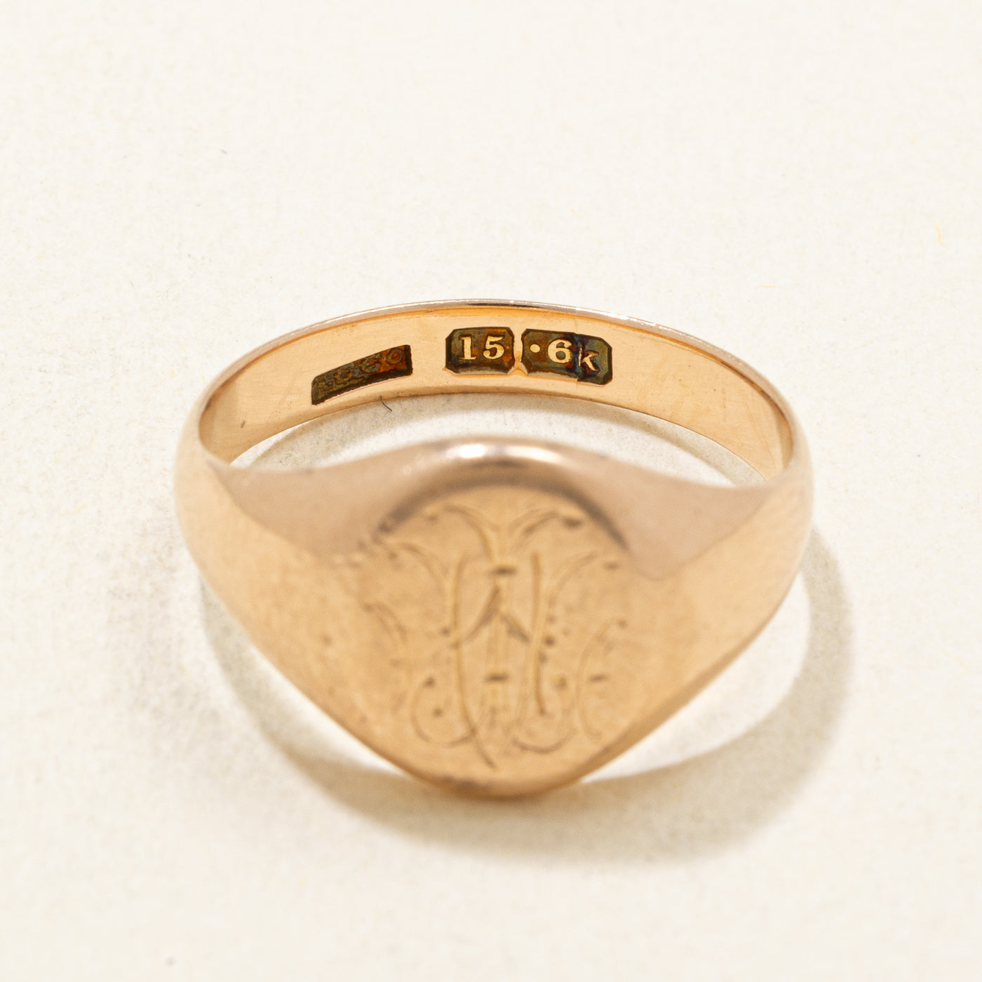 15K Yellow Gold Signet Ring | Top: 10.60mm, Band: 3.00mm | SZ 5