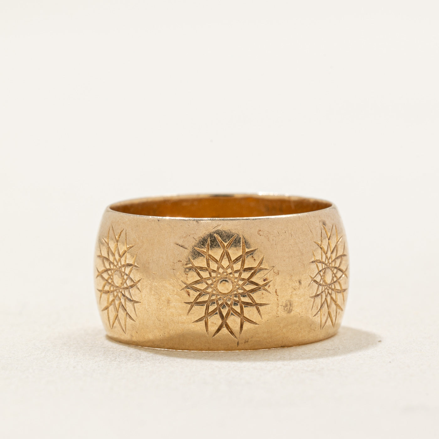 10K Yellow Gold Cigar Band | 9.95mm | SZ 6.75