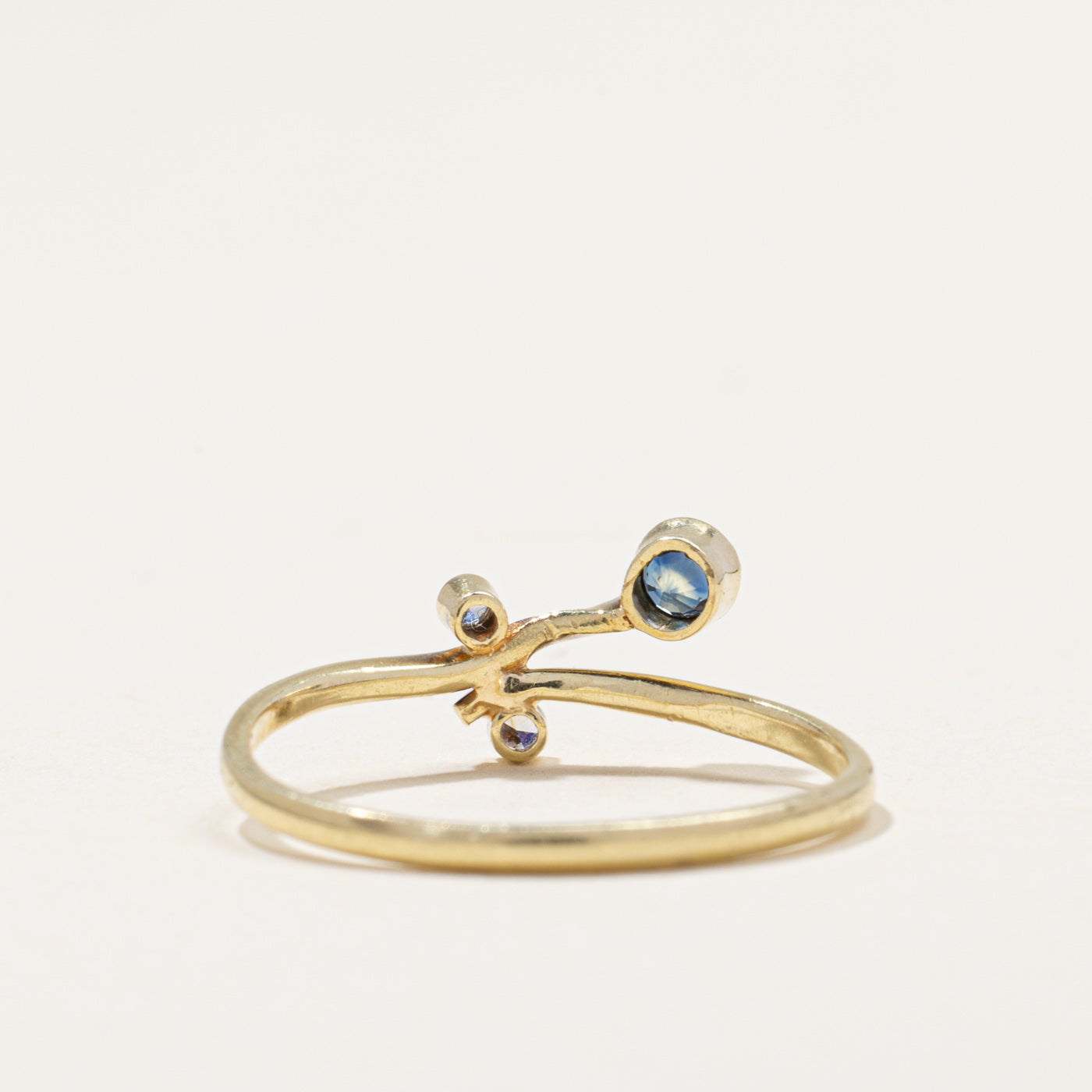 Sapphire & Diamond Bypass Ring | 0.08ct, 0.02ctw | SZ 7.25