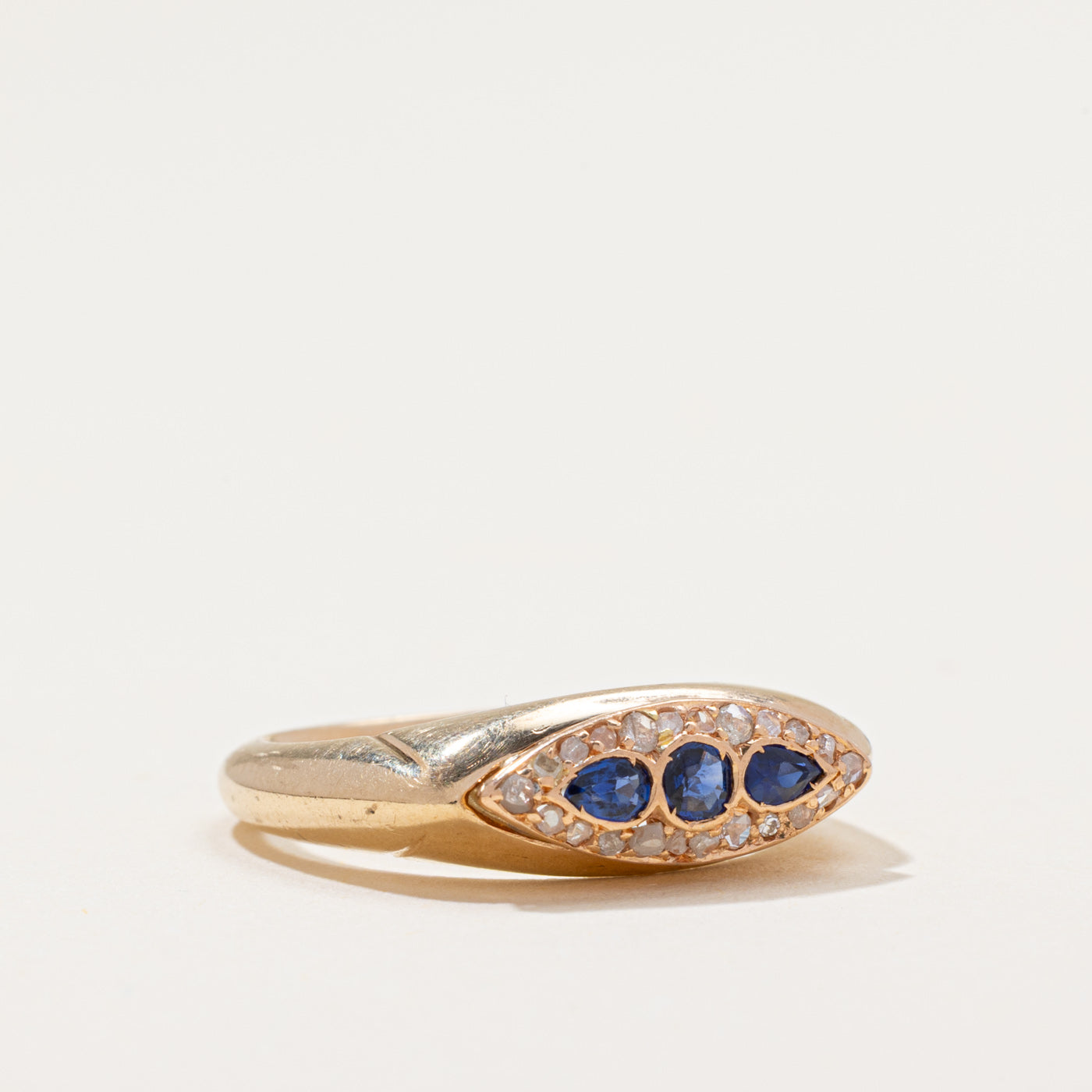 Reworked Antique Sapphire & Diamond Ring | 0.16ctw, 0.10ctw | SZ 5.5