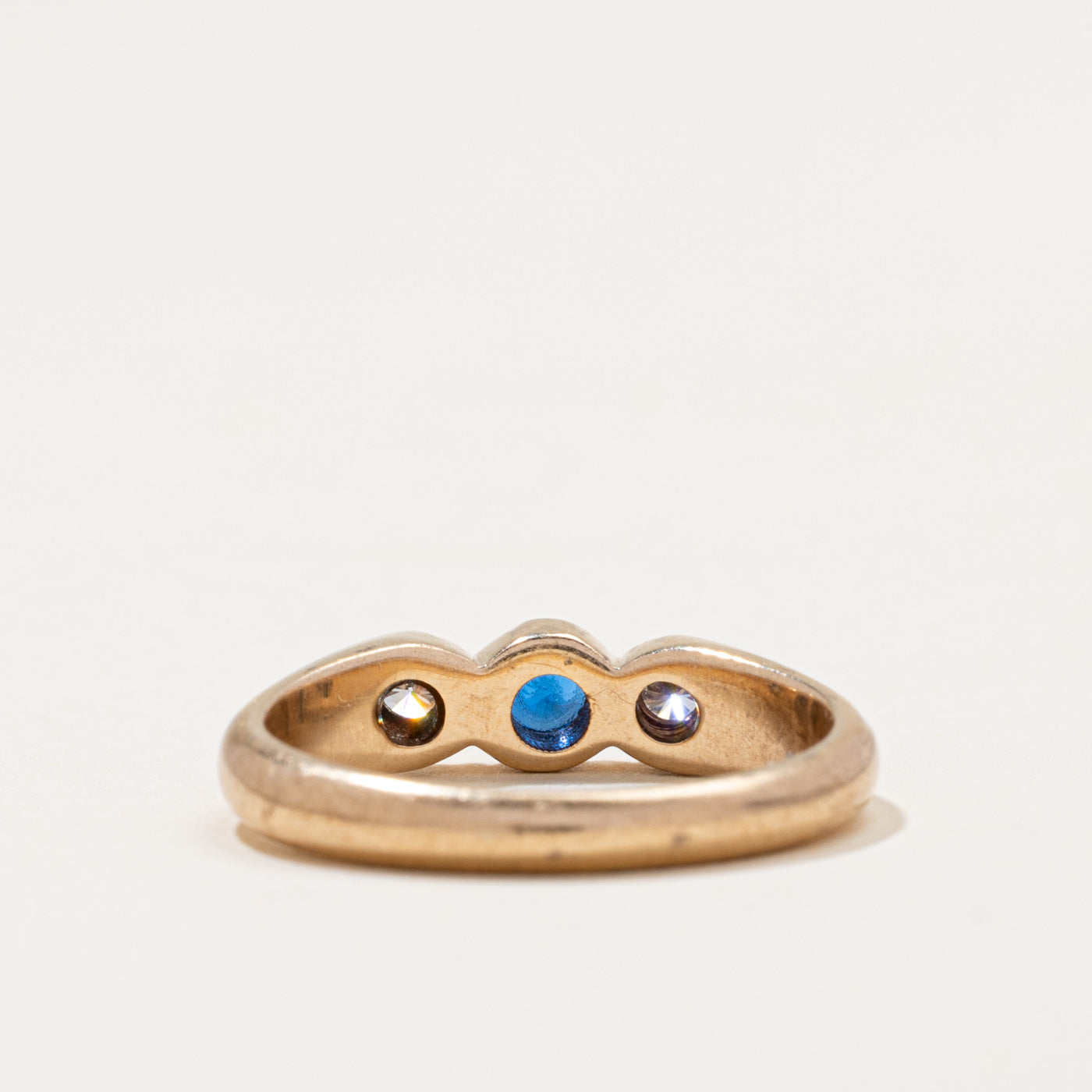 Antique Synthetic Sapphire & Natural Diamond Ring | 0.15ct, 0.10ctw | SZ 6