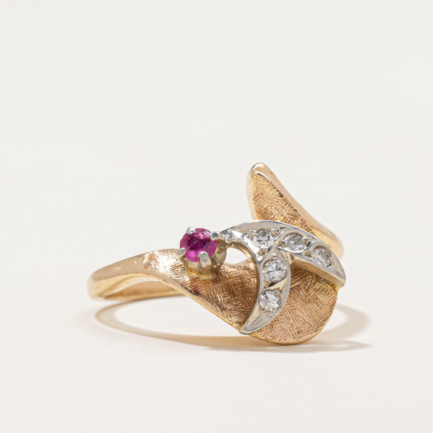 Retro Diamond & Ruby Cocktail Ring | 0.08ctw, 0.09ct | SZ 6.75