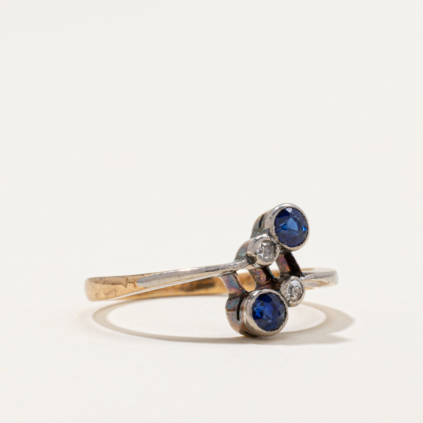 Vintage Sapphire & Diamond Bypass Ring | 0.20ctw, 0.04ctw | SZ 6