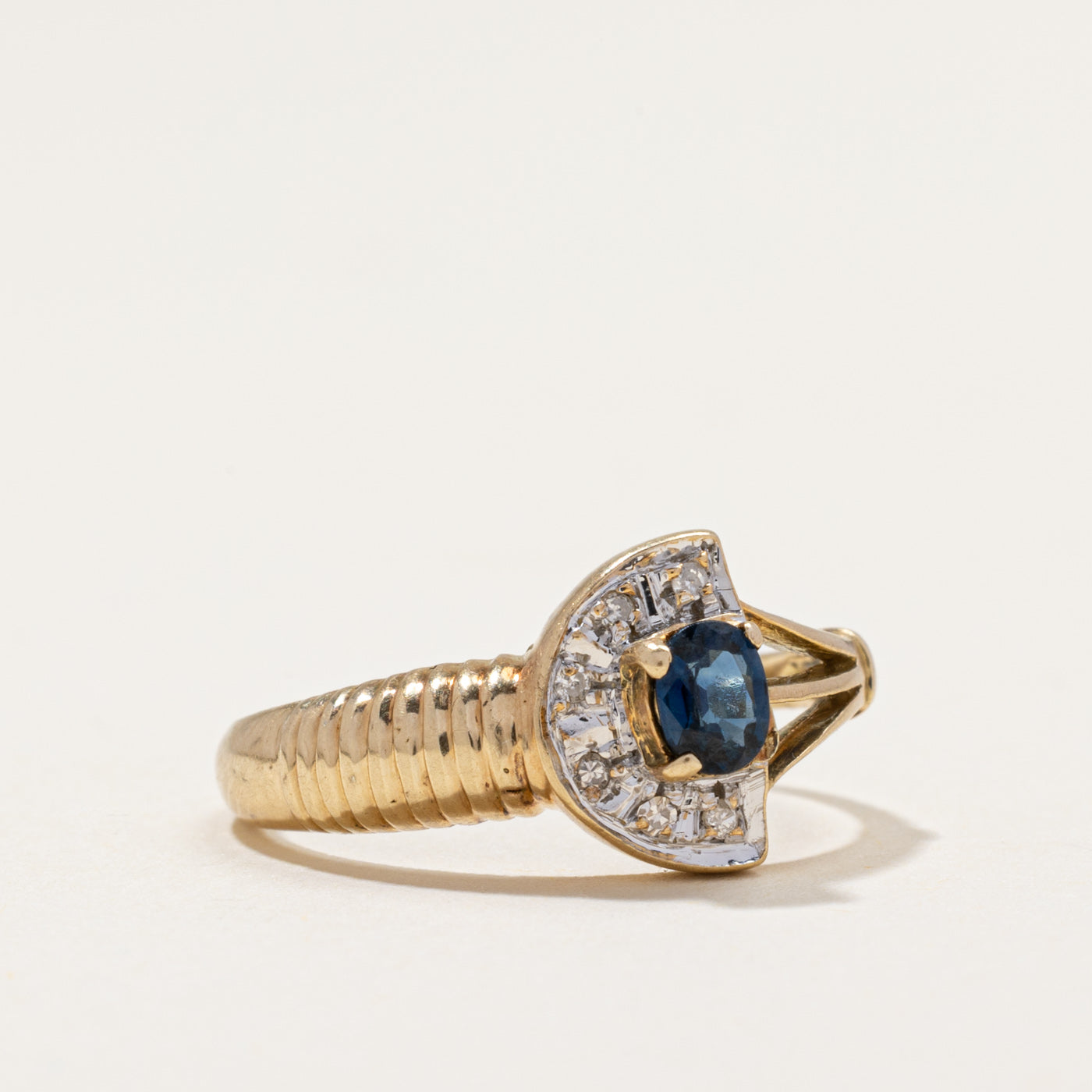 14k Sapphire & Diamond Abstract Ring | 0.37ct, 0.03ctw | SZ 6
