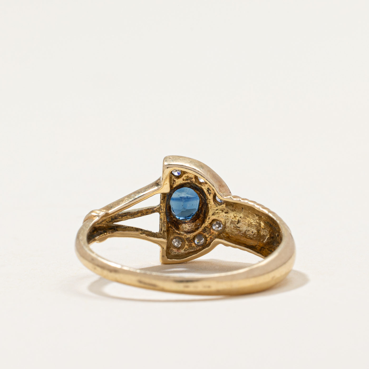 14k Sapphire & Diamond Abstract Ring | 0.37ct, 0.03ctw | SZ 6