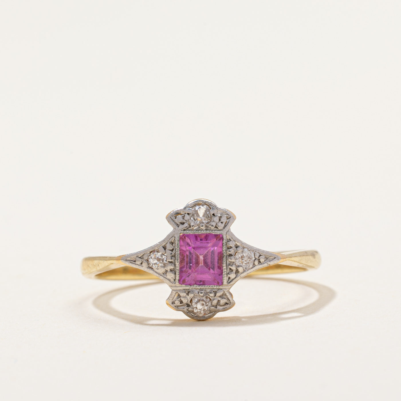 Pink Sapphire & Diamond Ring | 0.40ct, 0.10ctw | SZ 6.5